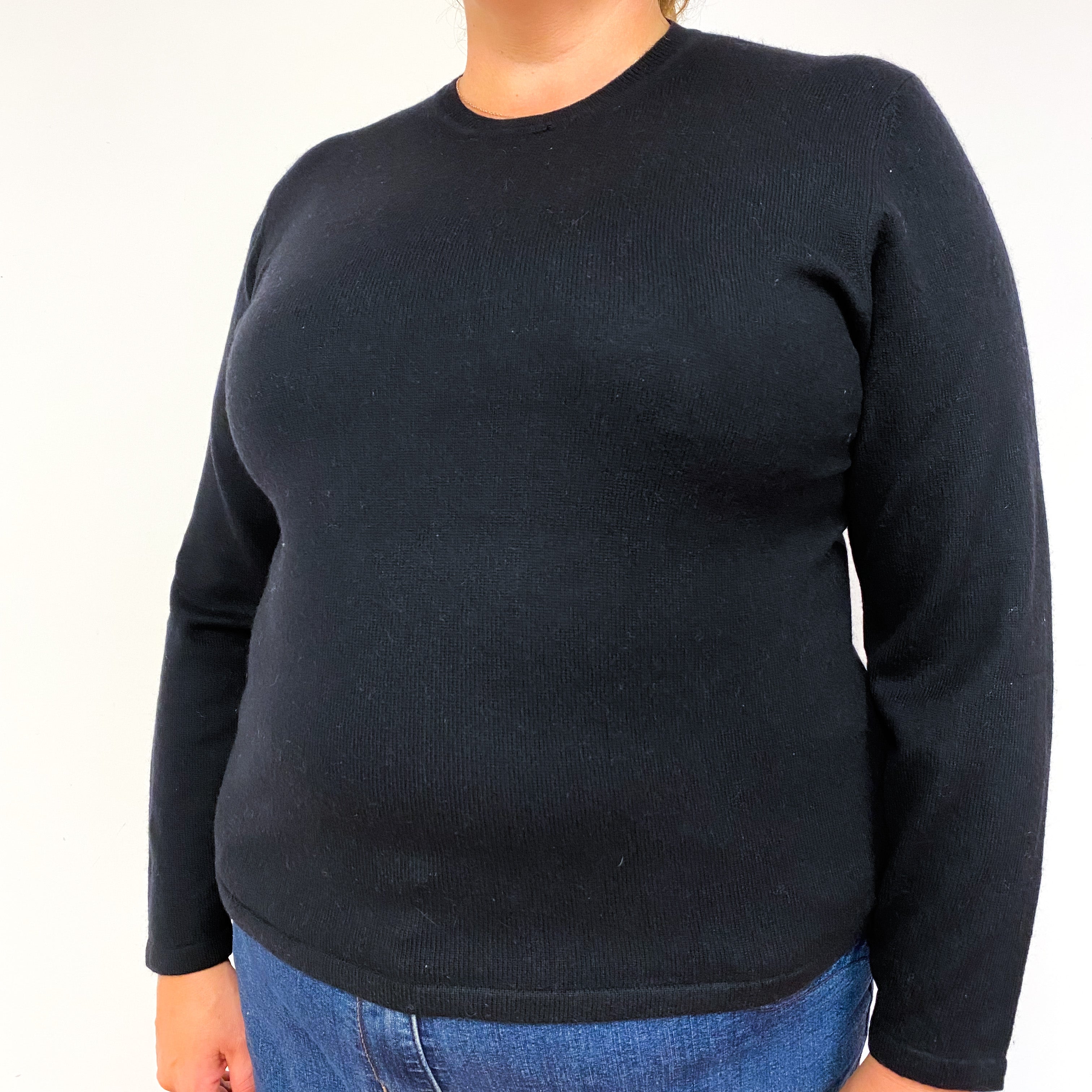 Black Cashmere Crew Neck Jumper Extra Large