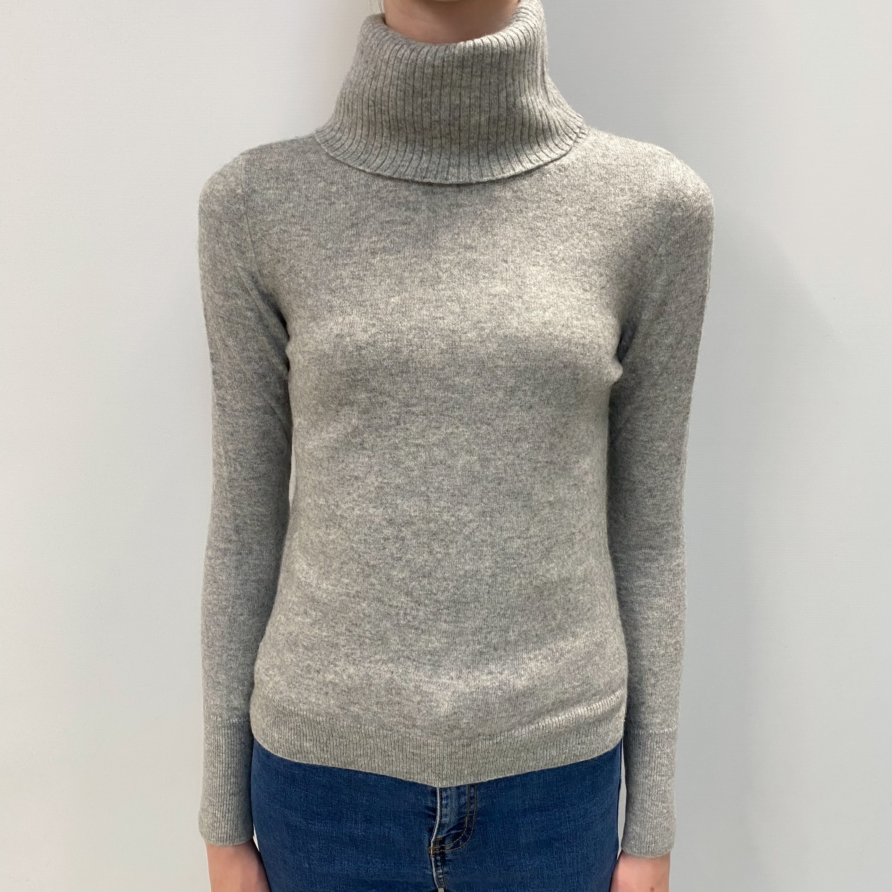 Cashmere Smoke Grey Cowl Neck Jumper Extra Small