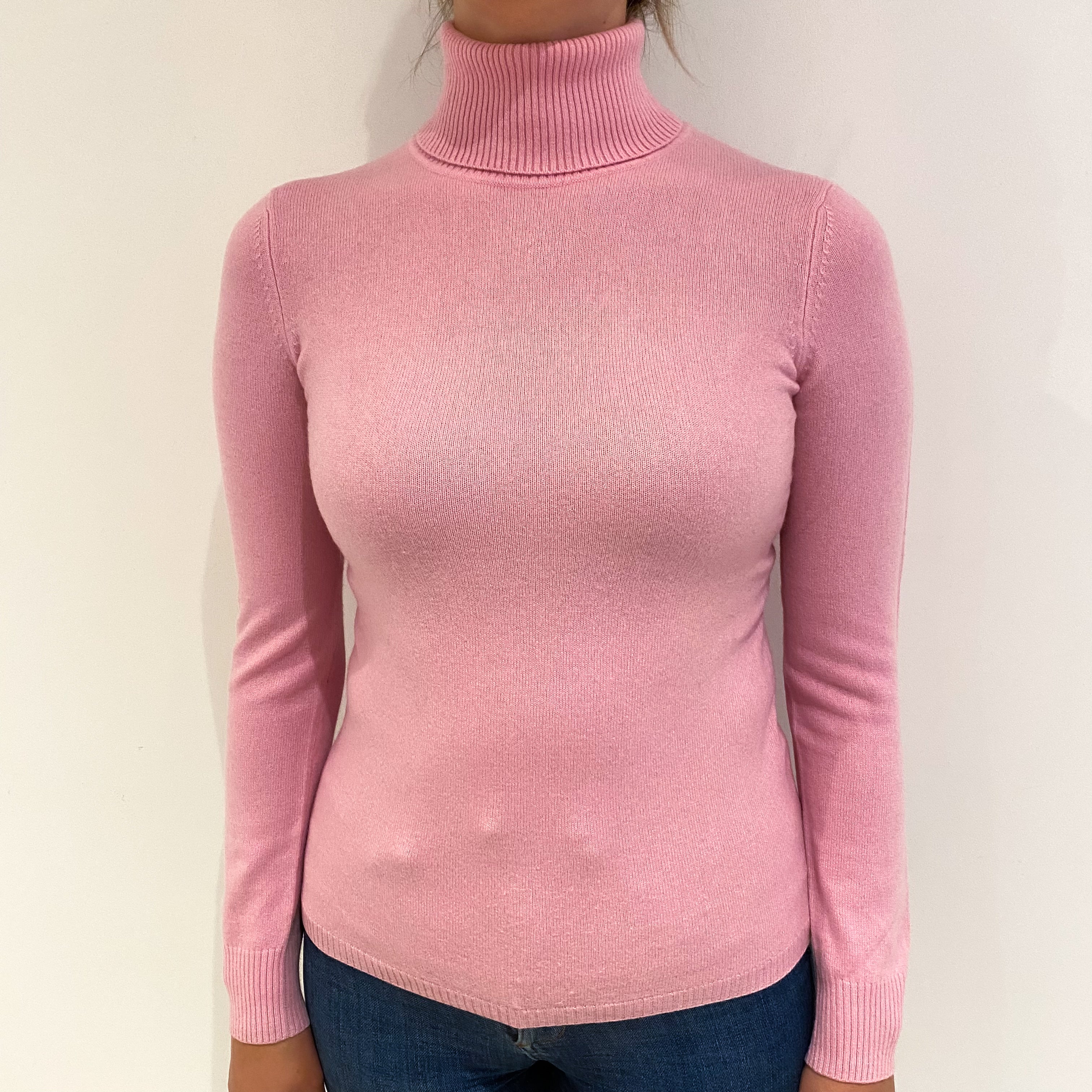 Sugar Mouse Pink Cashmere Polo Neck Jumper Small