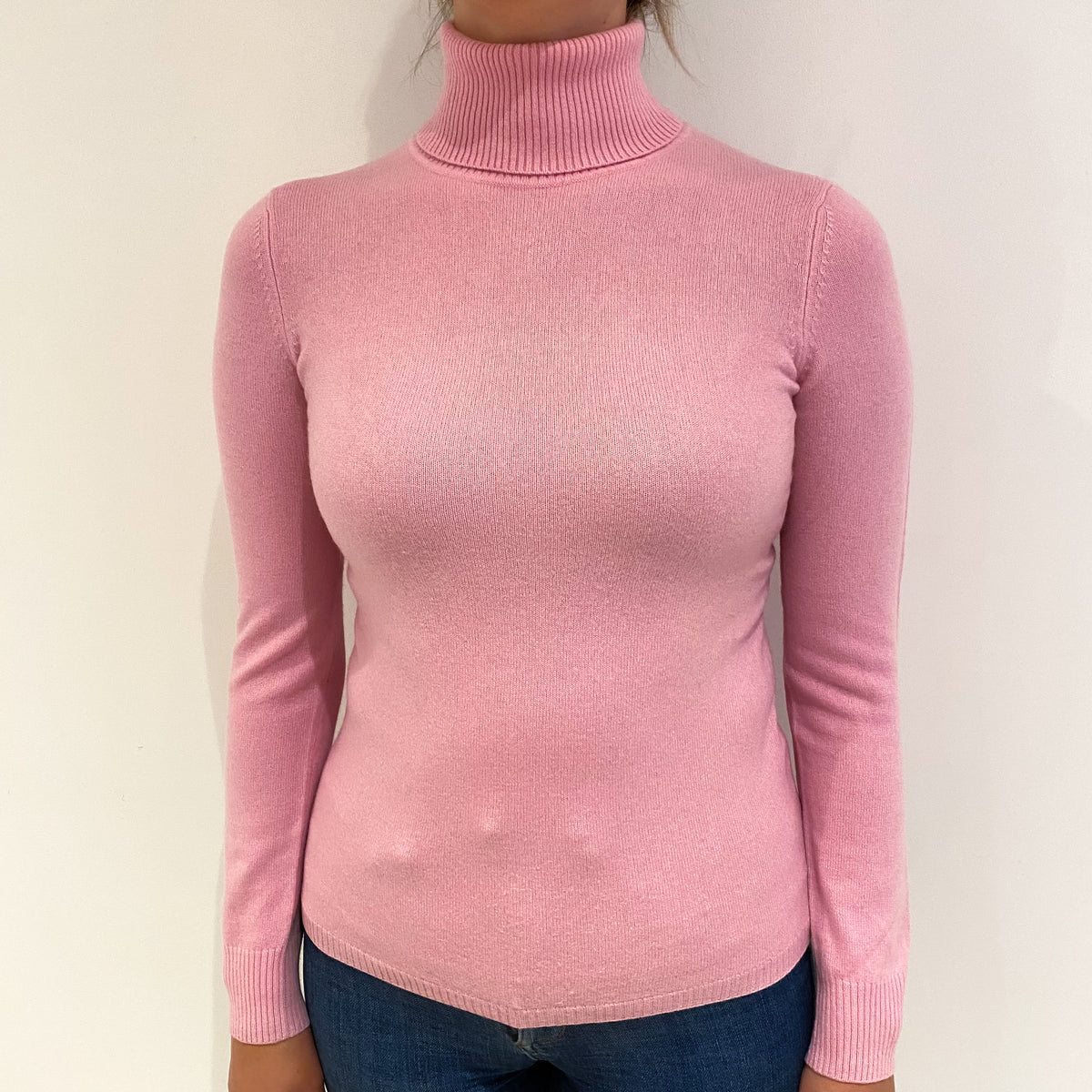 Sugar Mouse Pink Cashmere Polo Neck Jumper Small