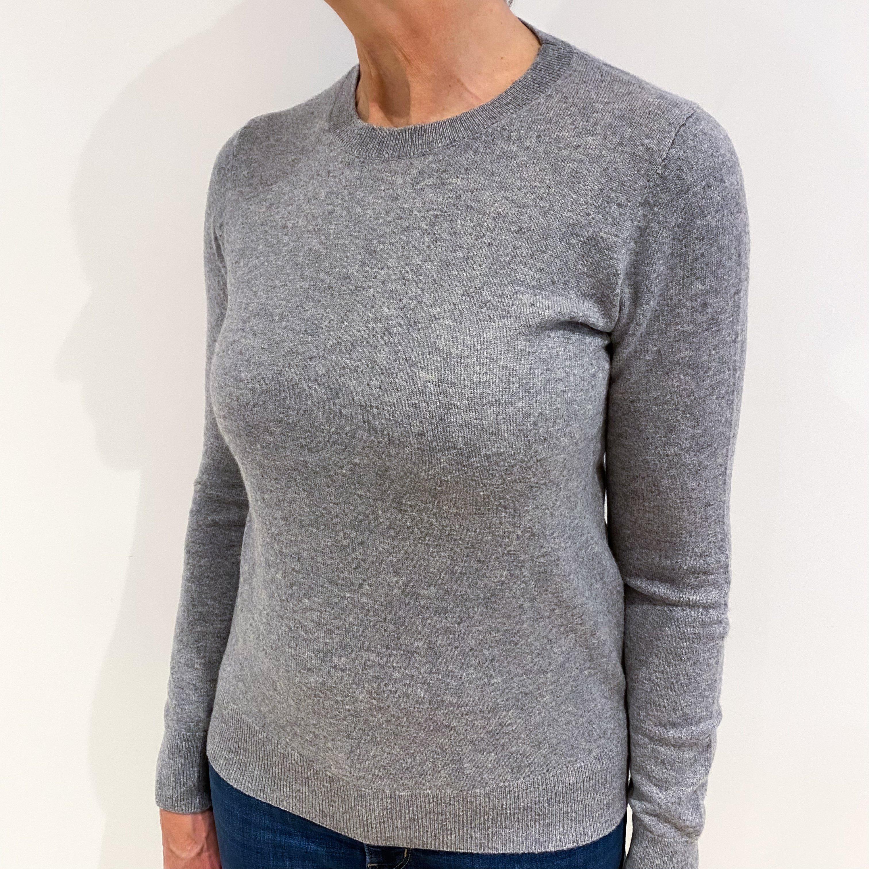 Ash Grey Cashmere Crew Neck Jumper Medium