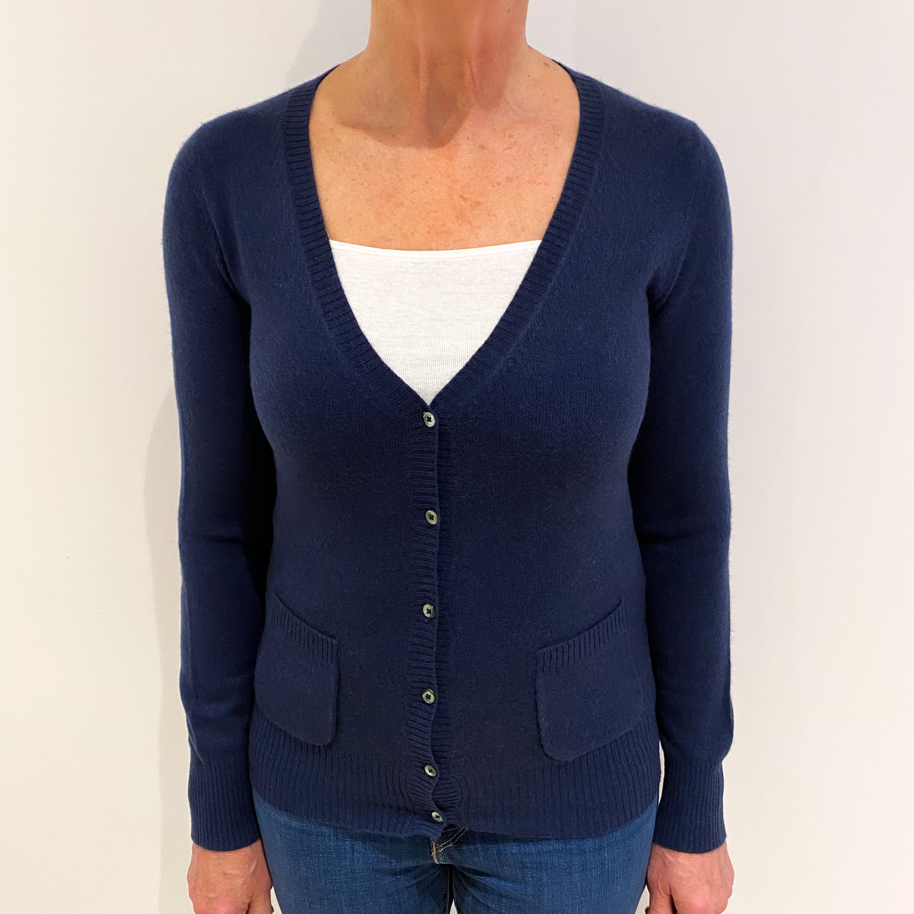 Naval Blue Cashmere Cardigan Medium