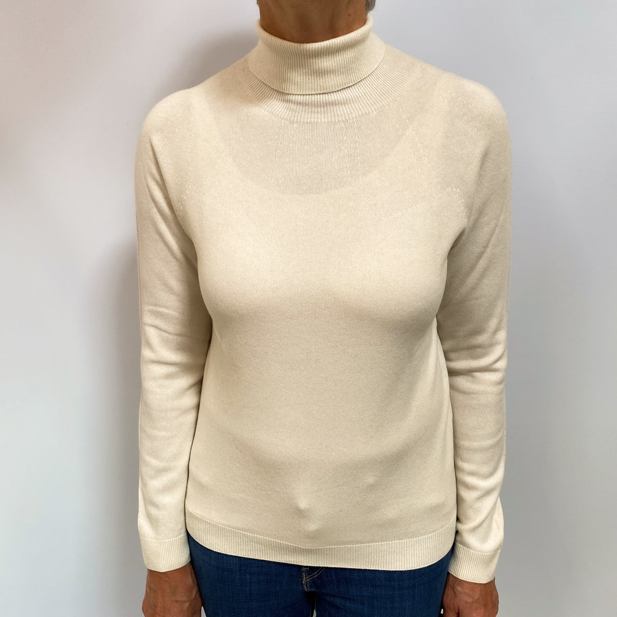 Cream Cashmere Polo Neck Jumper Medium