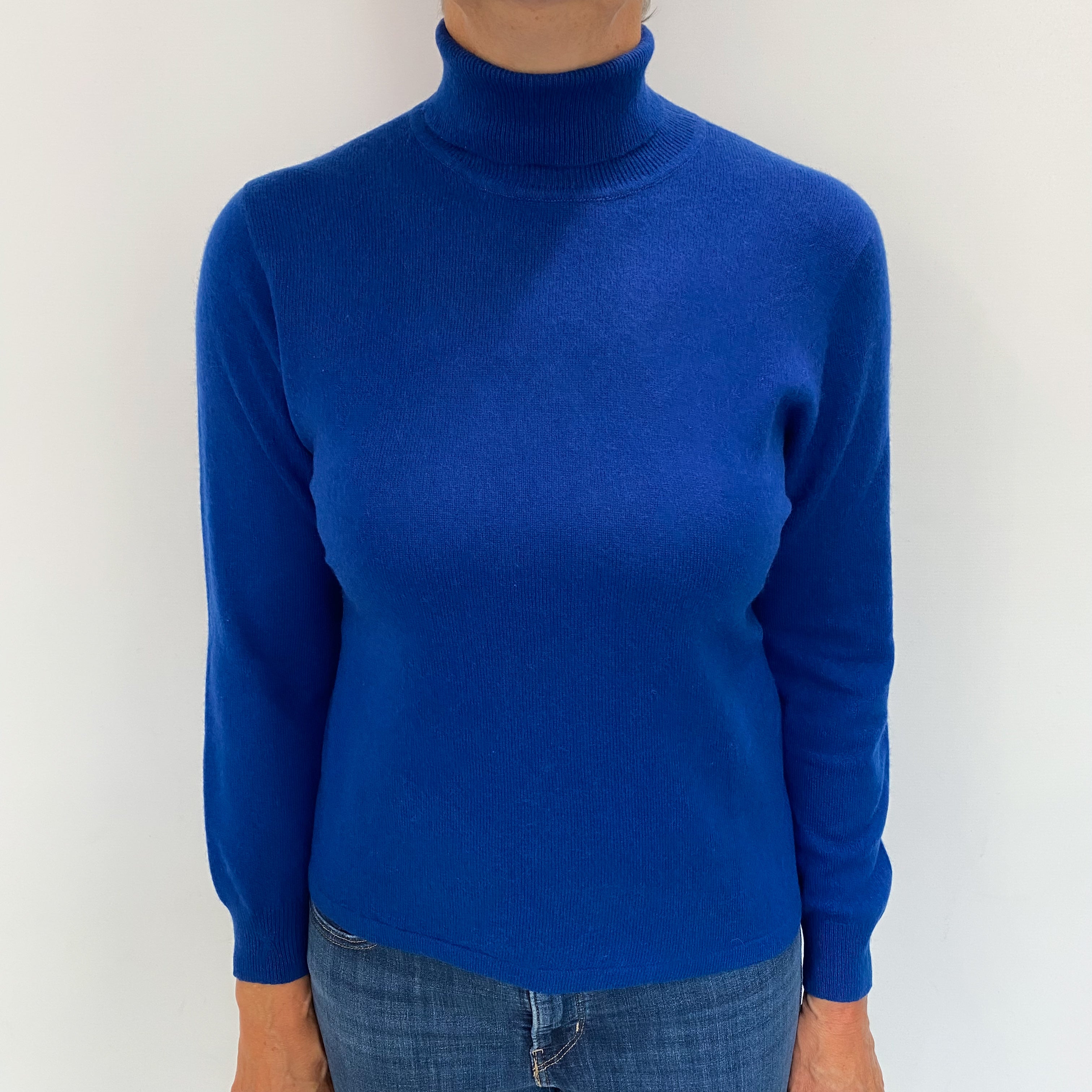 Admiral Blue Cashmere Polo Neck Jumper Medium