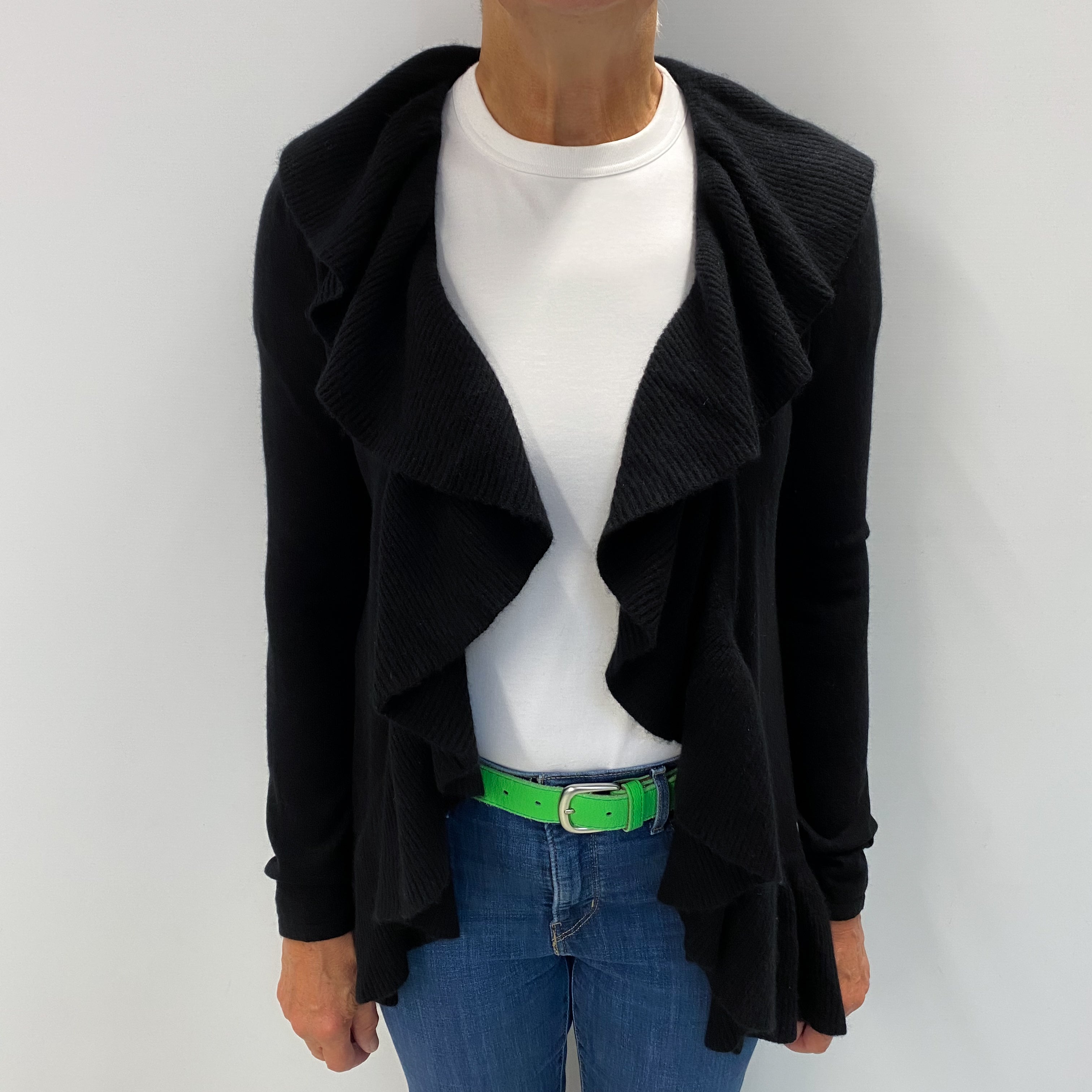 Black Cashmere Edge To Edge Cardigan Medium