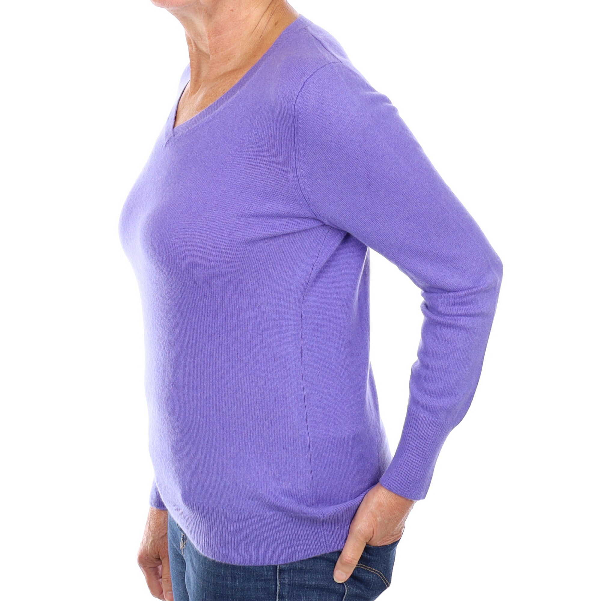Periwinkle Purple Cashmere V Neck Jumper Medium
