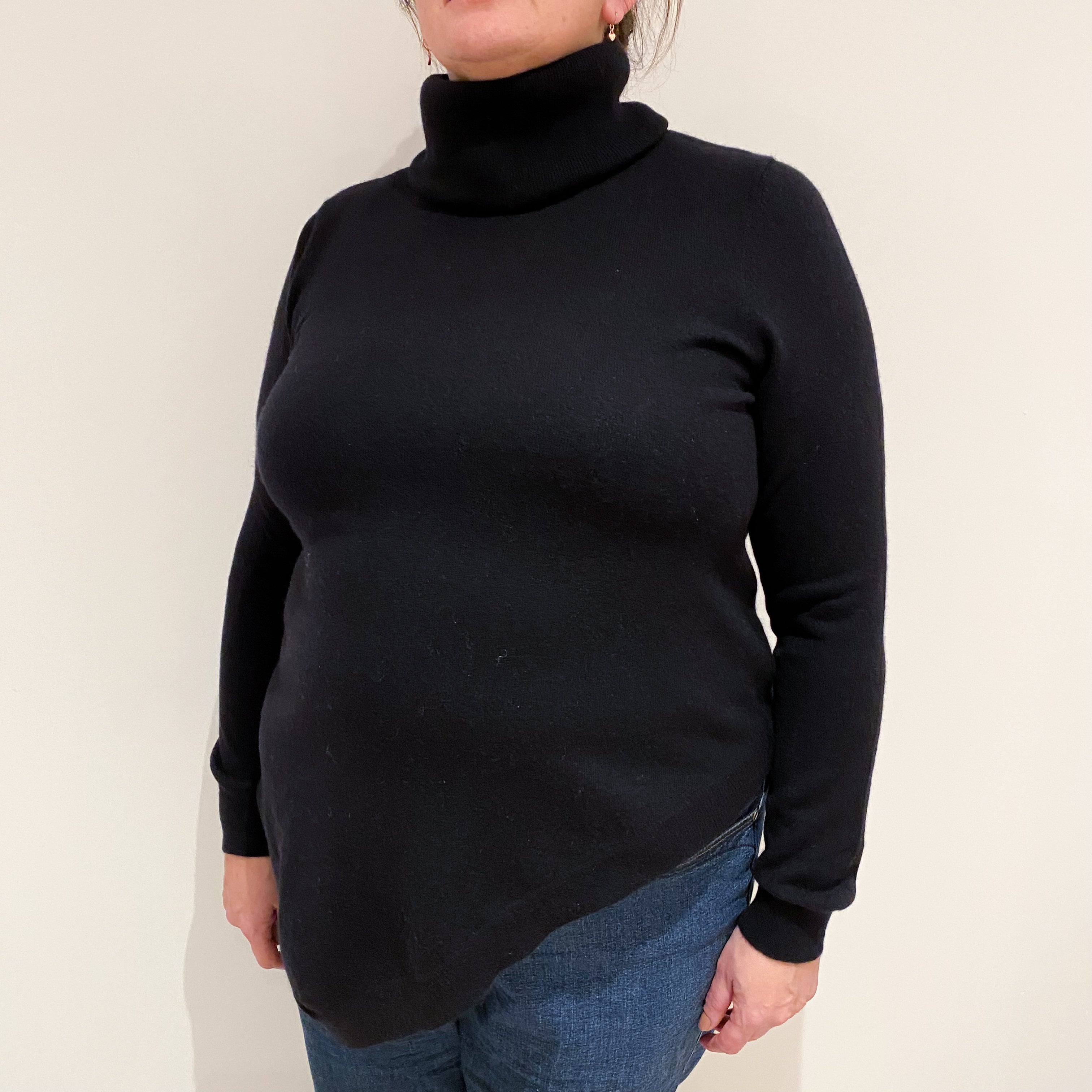 Black Cashmere Cowl Neck Jumper Extra Large