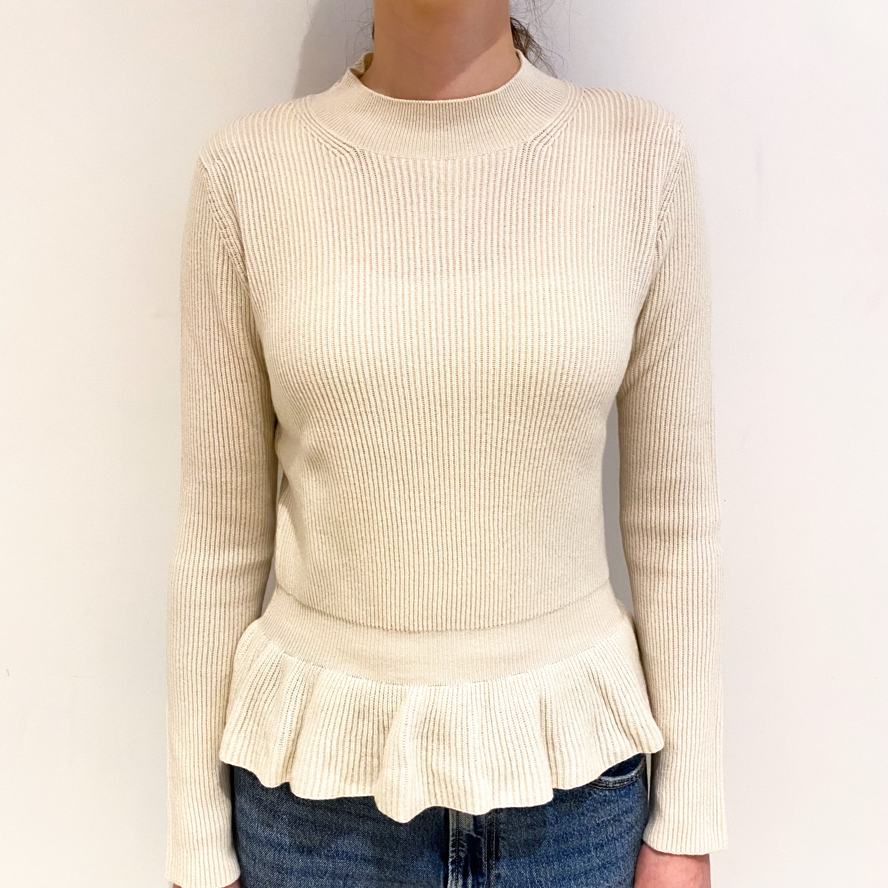 Brand New Scottish Vanilla Cream Cashmere Turtle Neck Jumper Extra Small