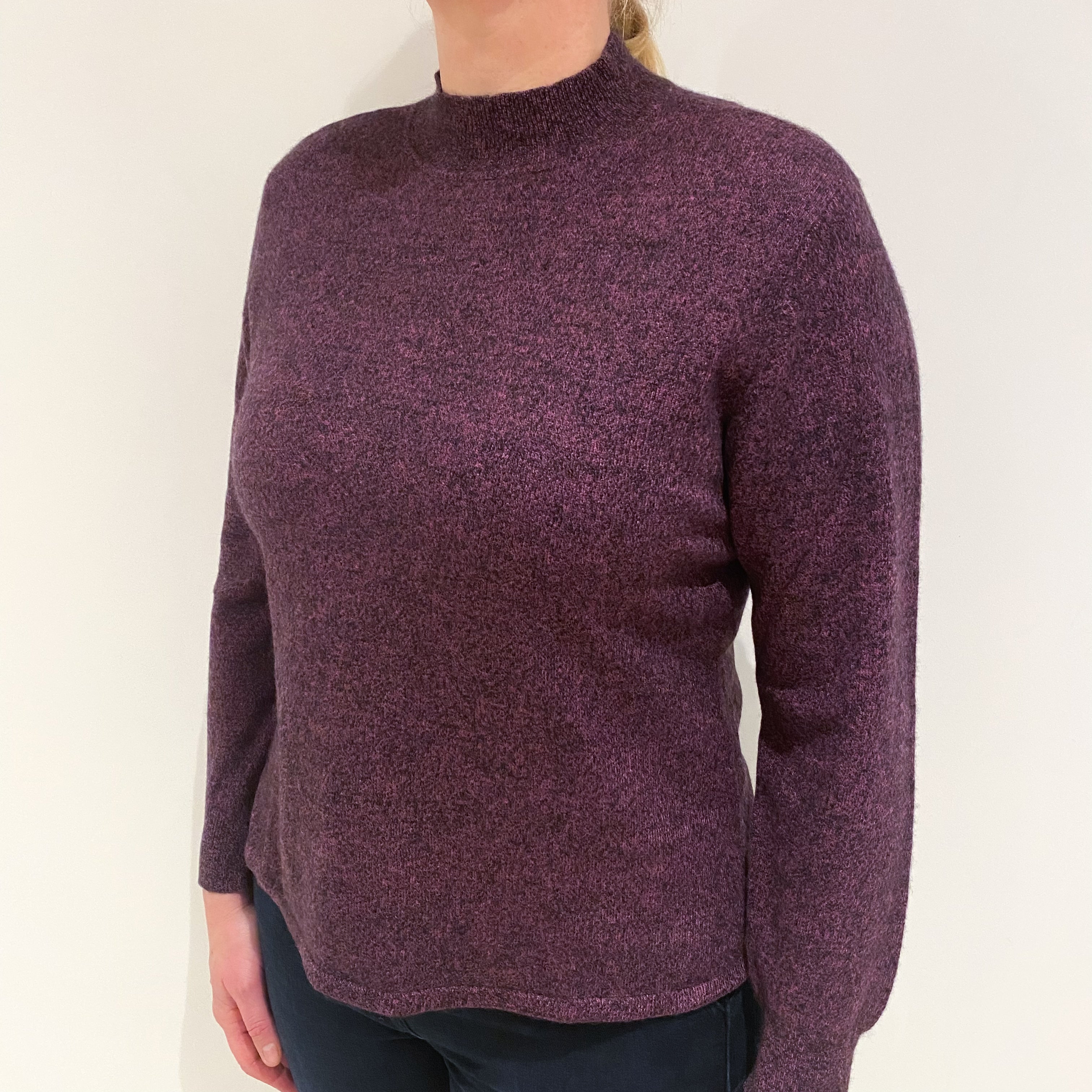 Magenta Purple Cashmere Turtle Neck Jumper Large