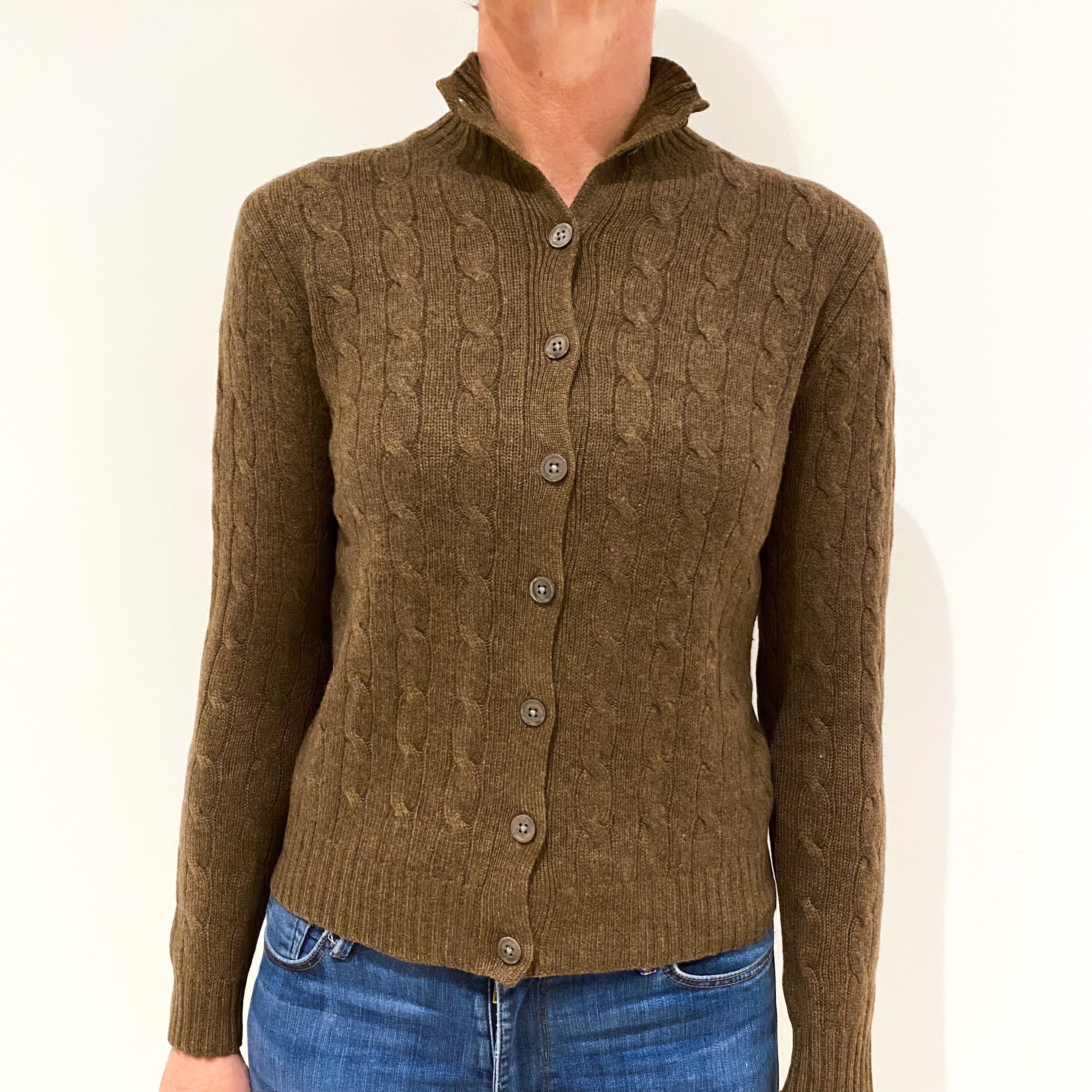 Pale Chocolate Cashmere Cardigan Small