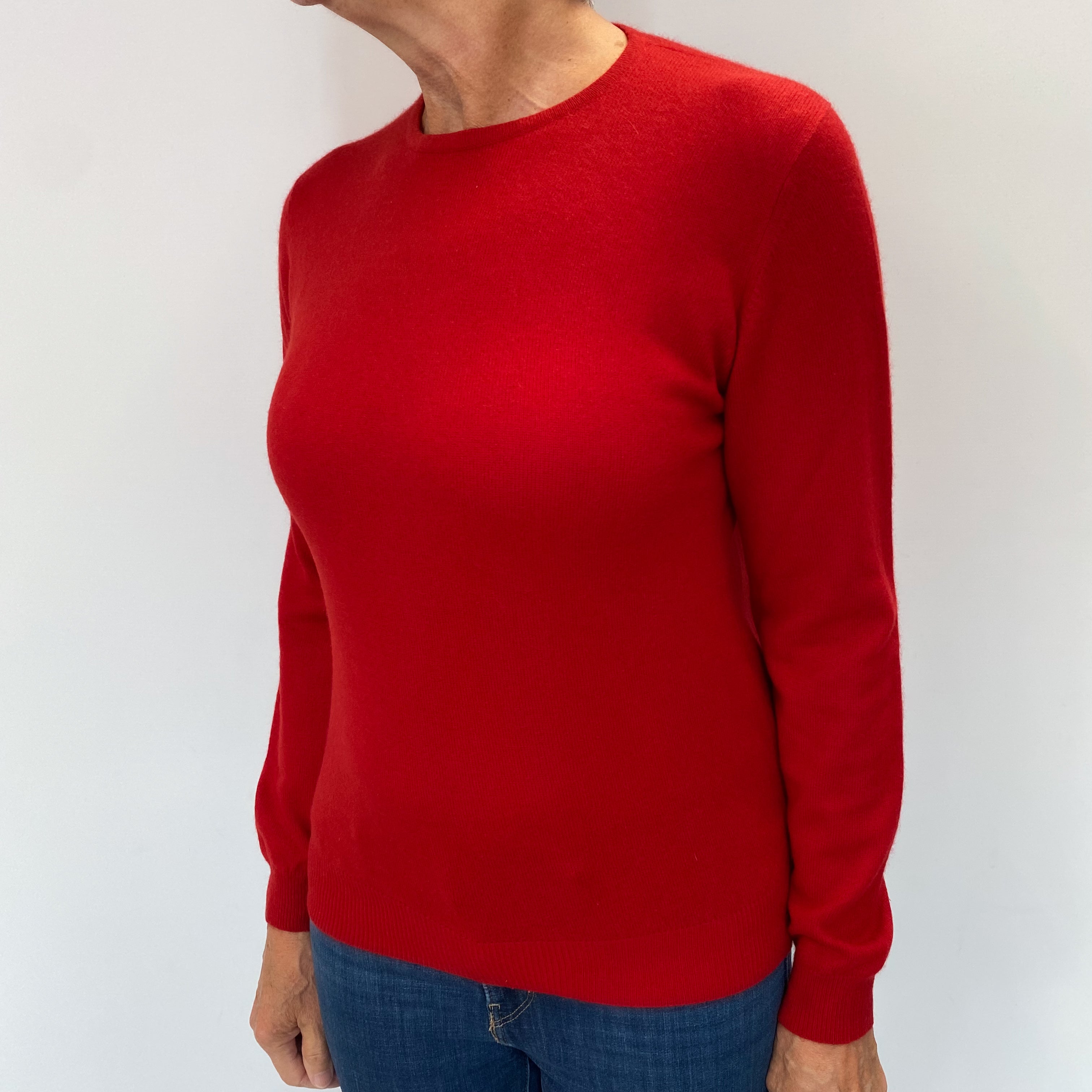 Scarlet Red Cashmere Crew Neck Jumper Medium