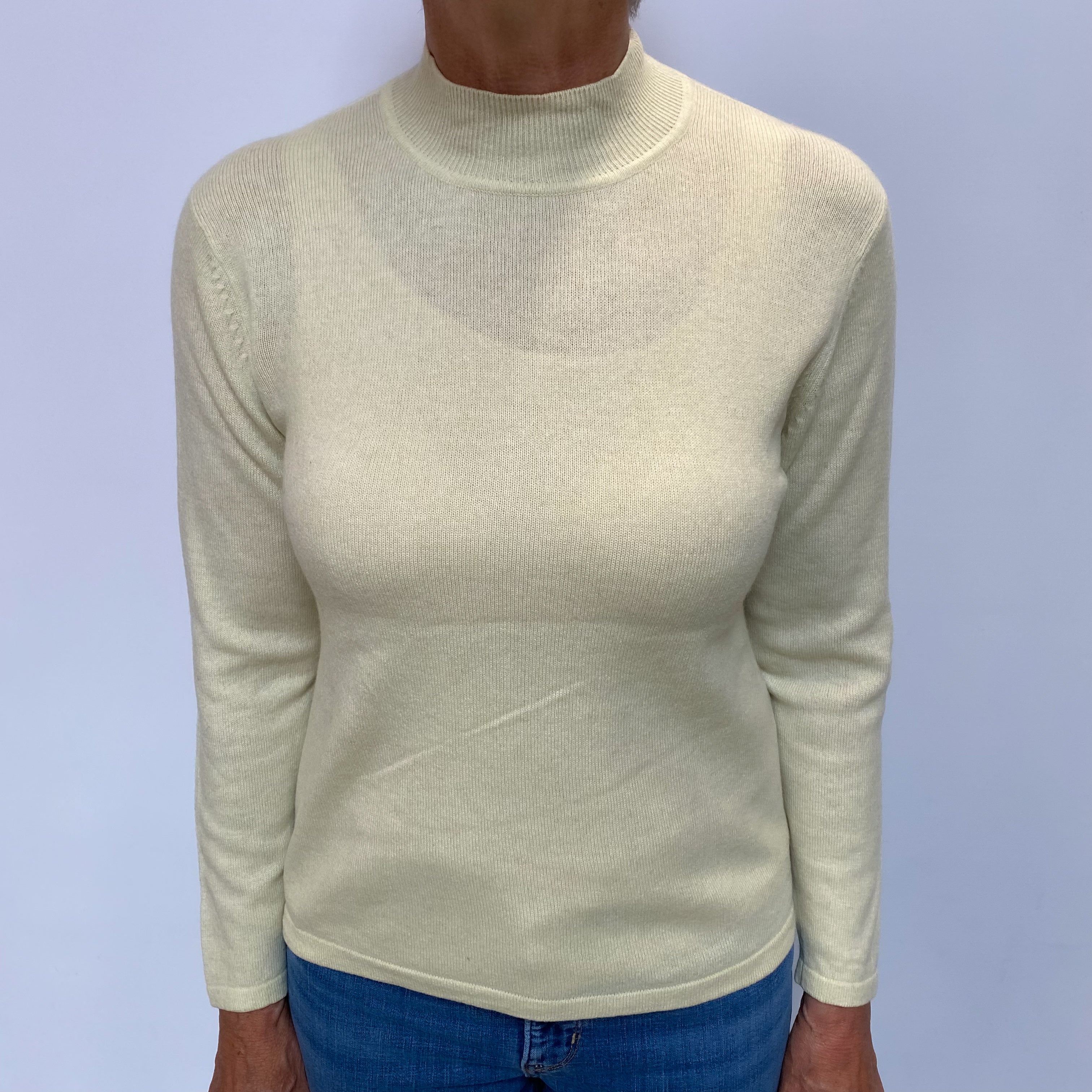 Soft Lime Green Cashmere Turtle Neck Jumper Medium