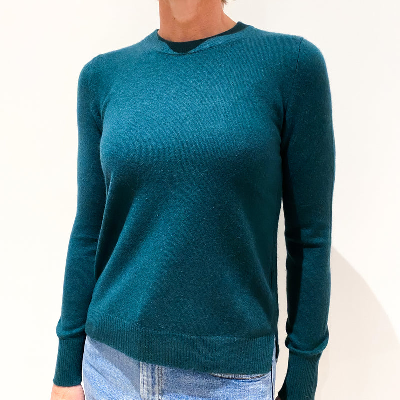 Forest Green Cashmere Crew Neck Jumper Small