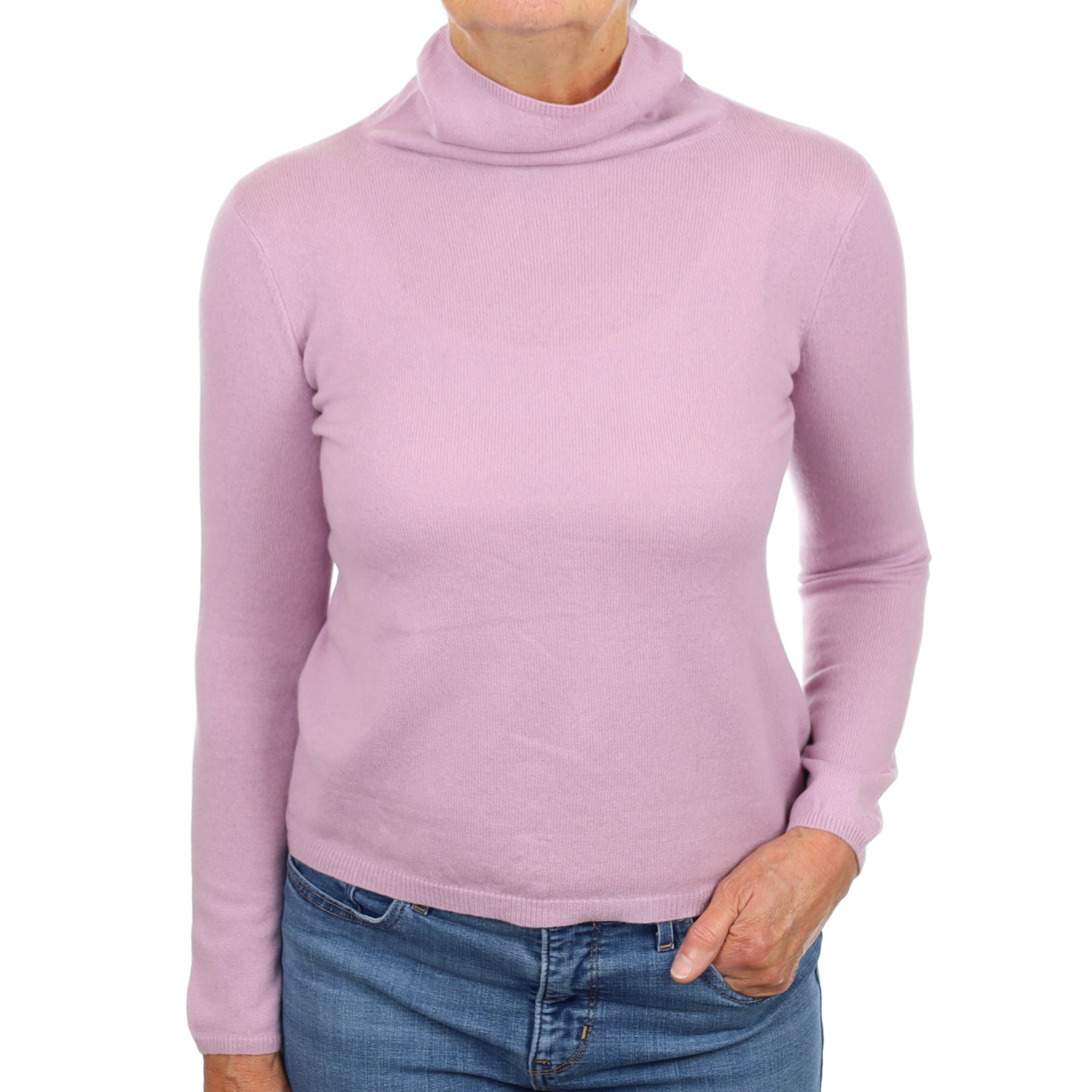 Mauve Purple Cashmere Funnel Neck Jumper Medium