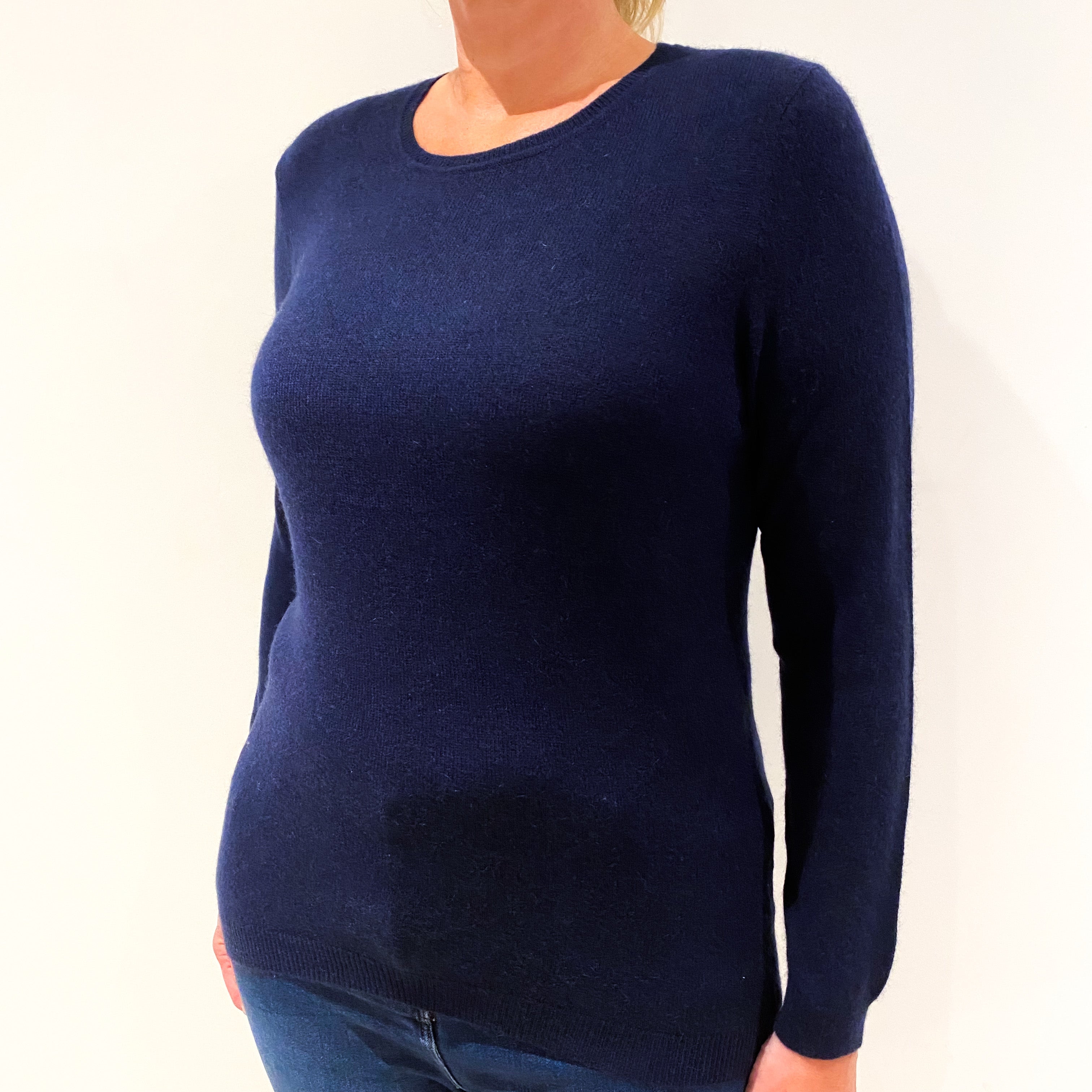 Navy Blue Cashmere Crew Neck Jumper Large