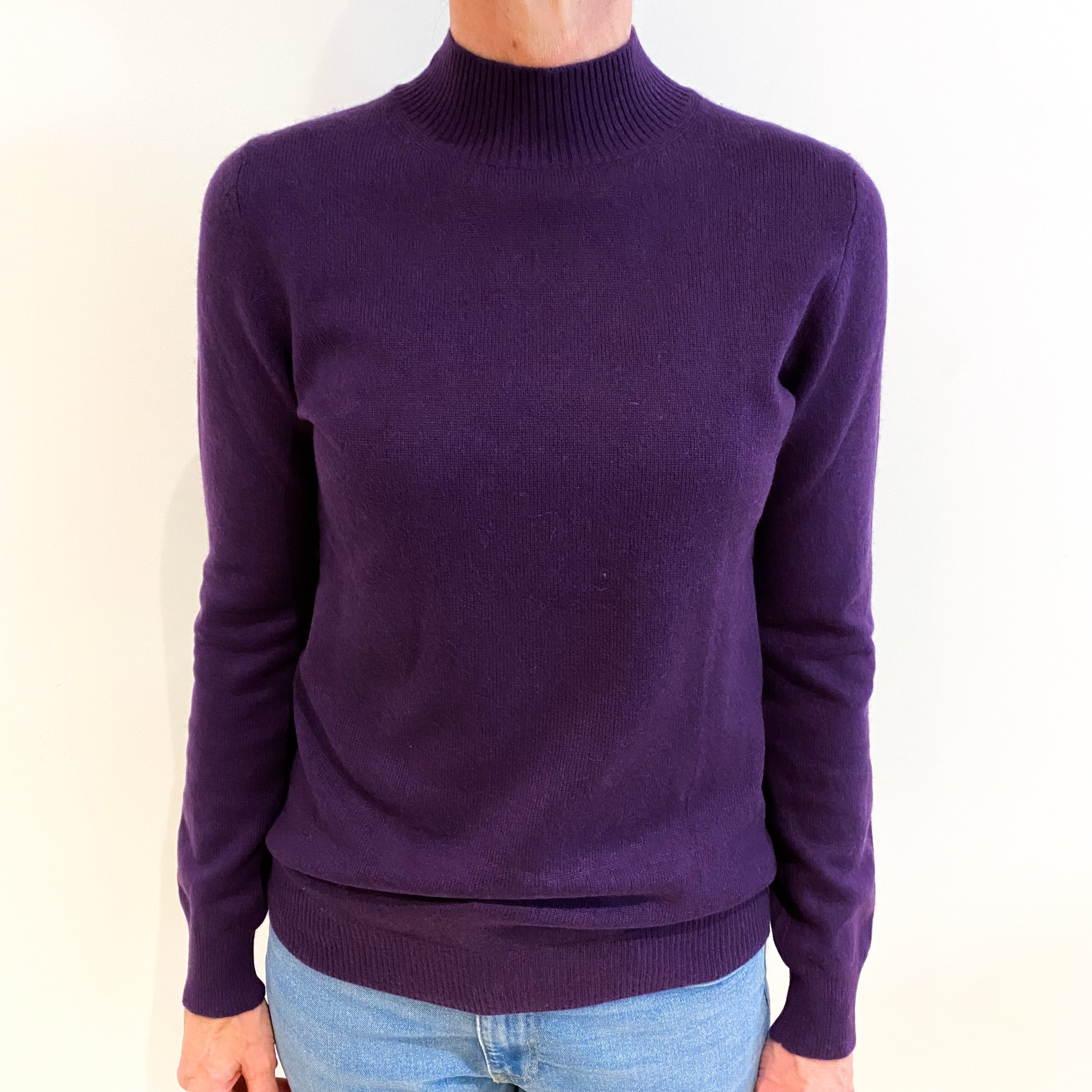 Iris Purple Cashmere Turtle Neck Jumper Small