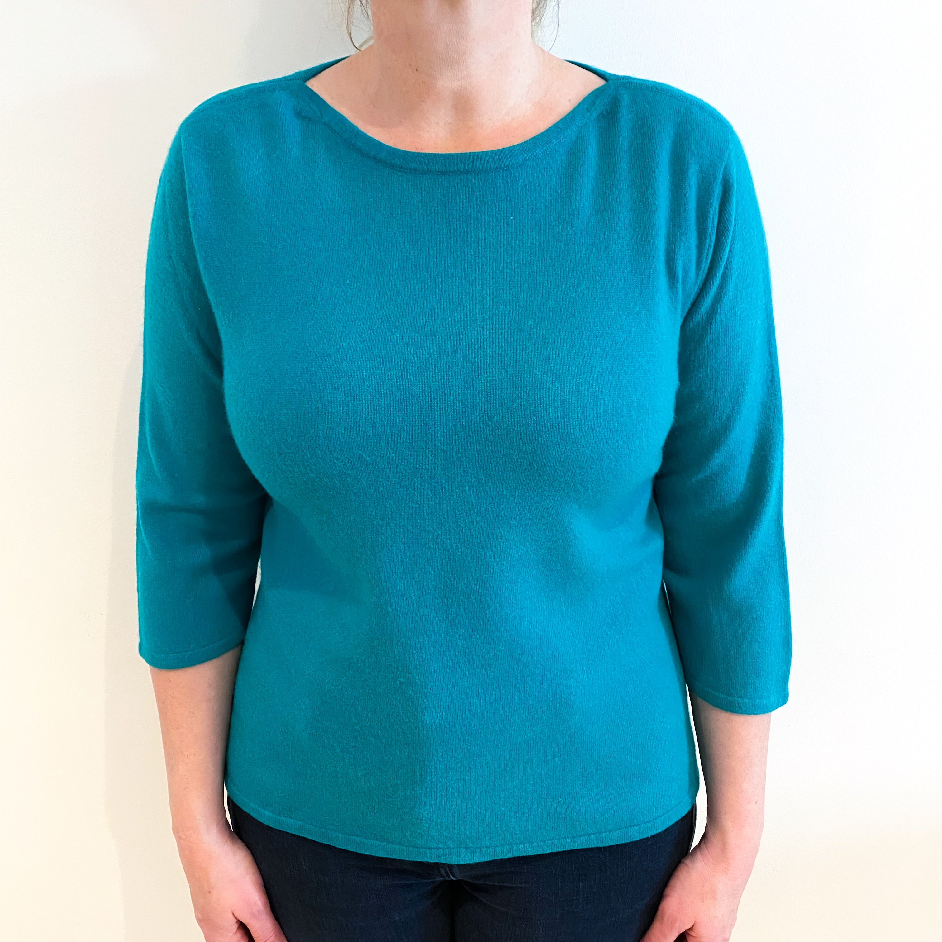 Lincoln Green Cashmere Boat Neck Jumper Large