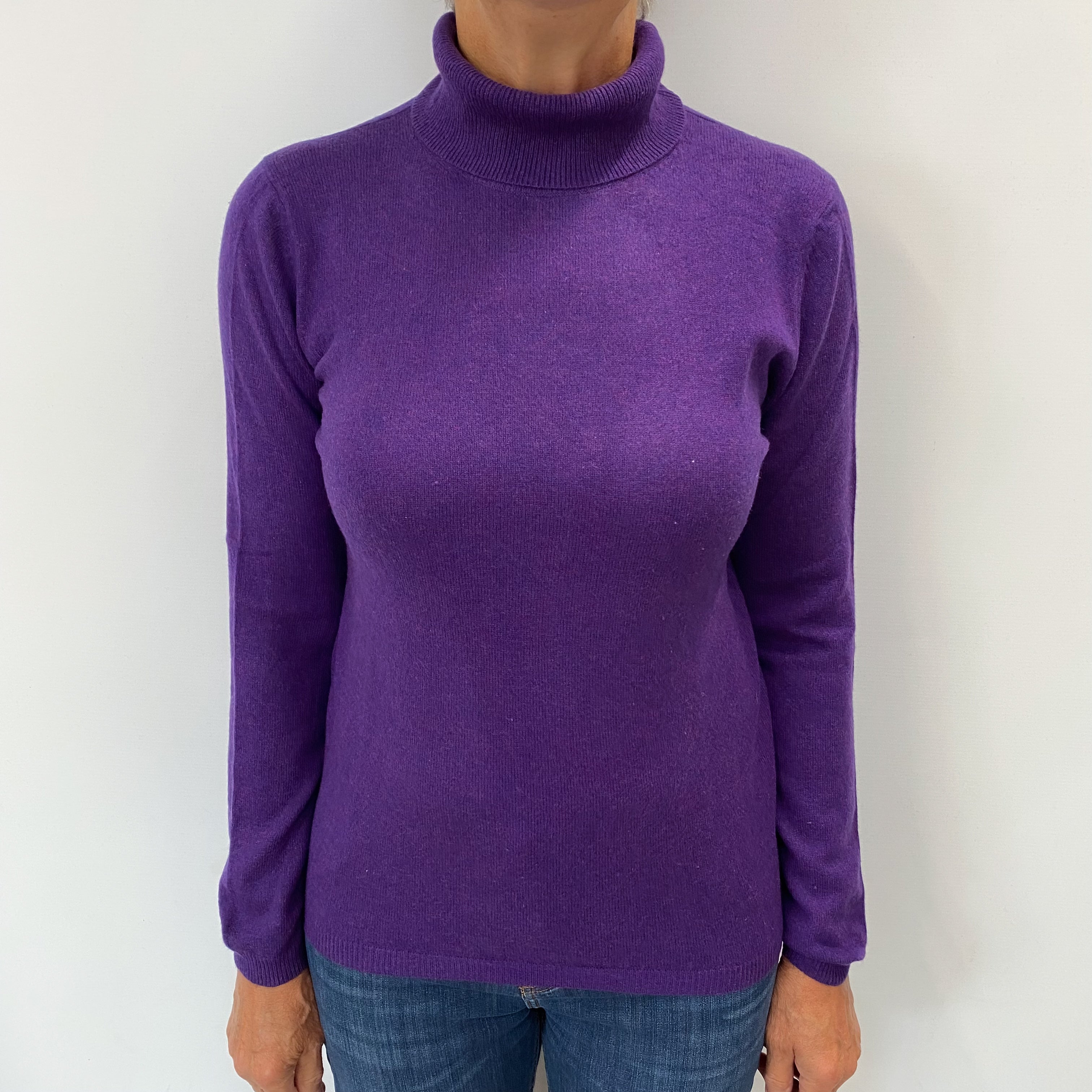 Brand New Magenta Cashmere Polo Neck Jumper Medium