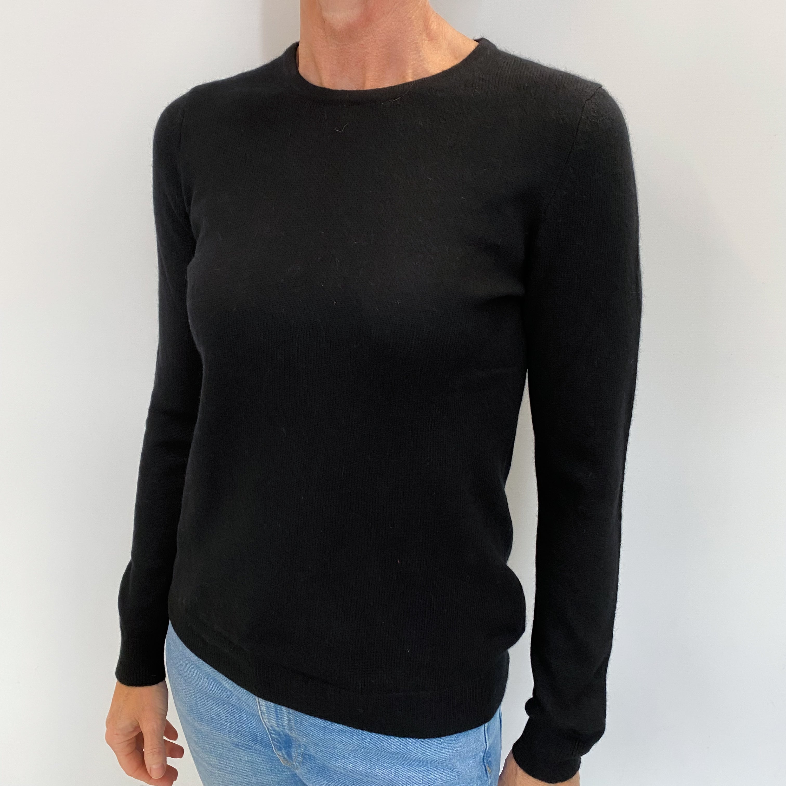 Black Cashmere Crew Neck Jumper Small