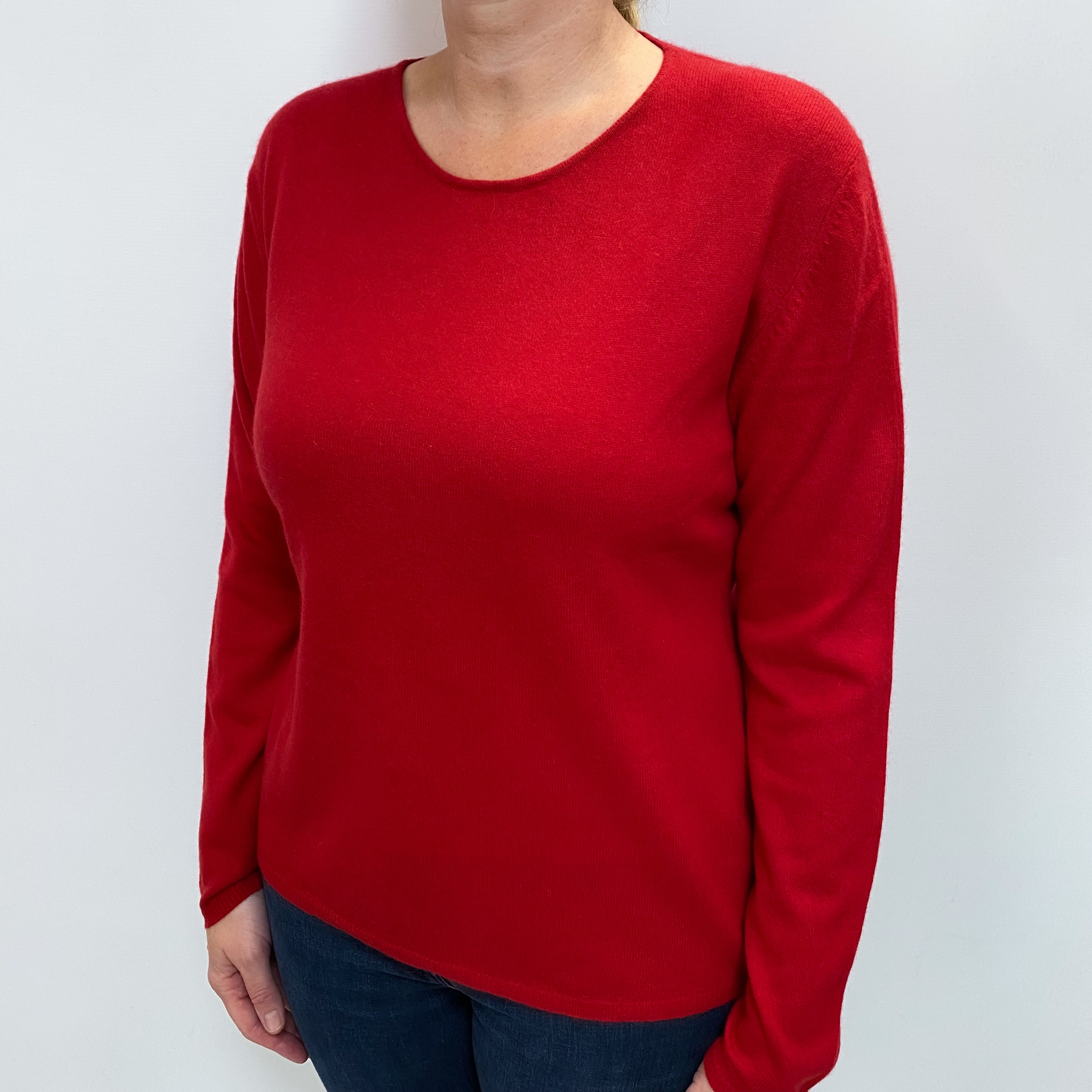 Post Box Red Cashmere Crew Neck Jumper Large