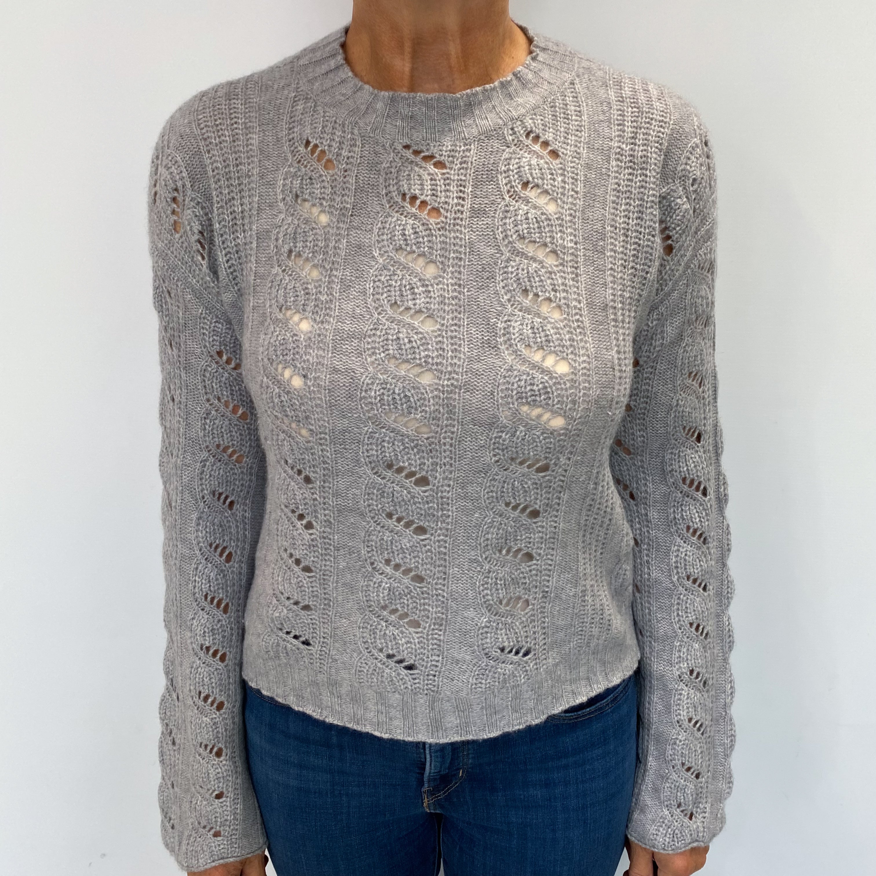 Smoke Grey Cashmere Crew Neck Jumper Medium