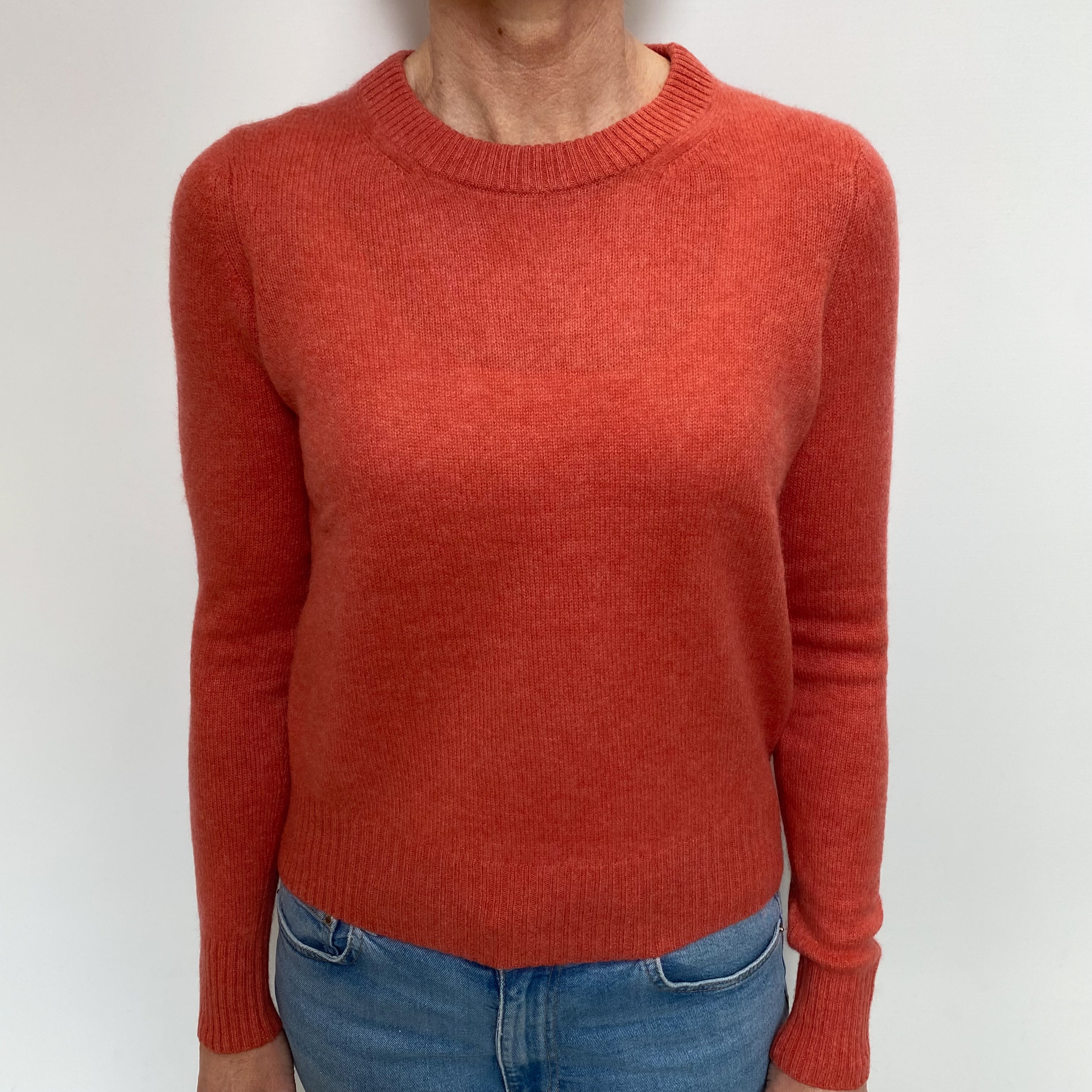 Deep Orange Soda Cashmere Crew Neck Jumper Small