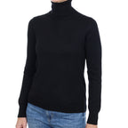 Black Cashmere Polo Neck Jumper Small