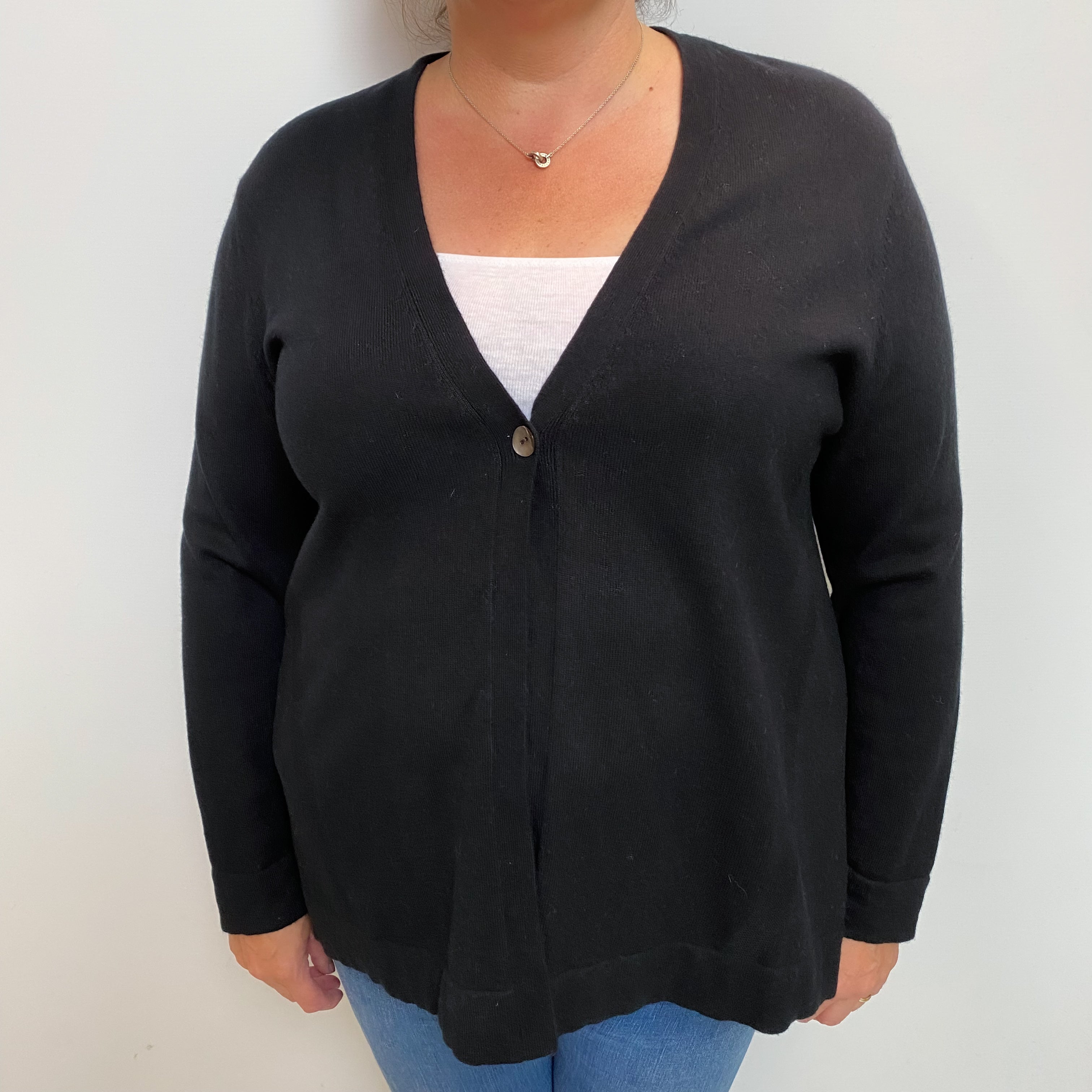 Black Cashmere V-Neck Cardigan Extra Large