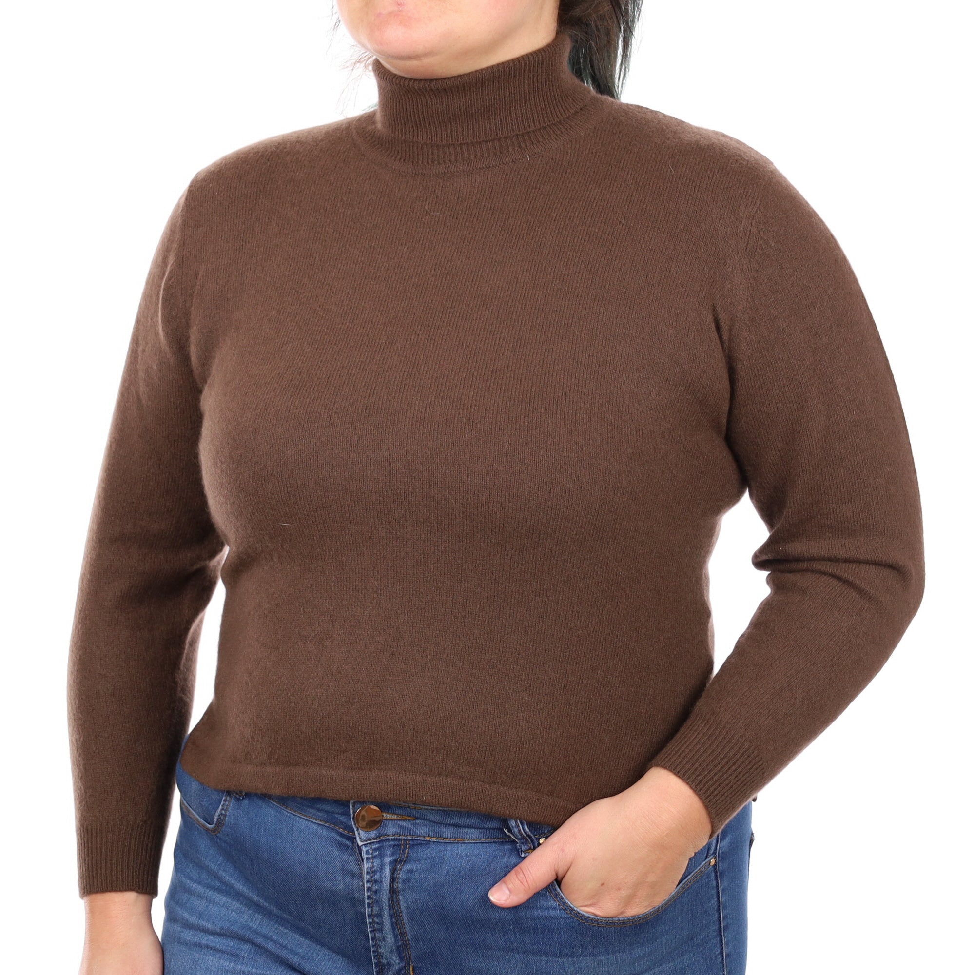 Donkey Brown Cashmere Polo Neck Jumper Large