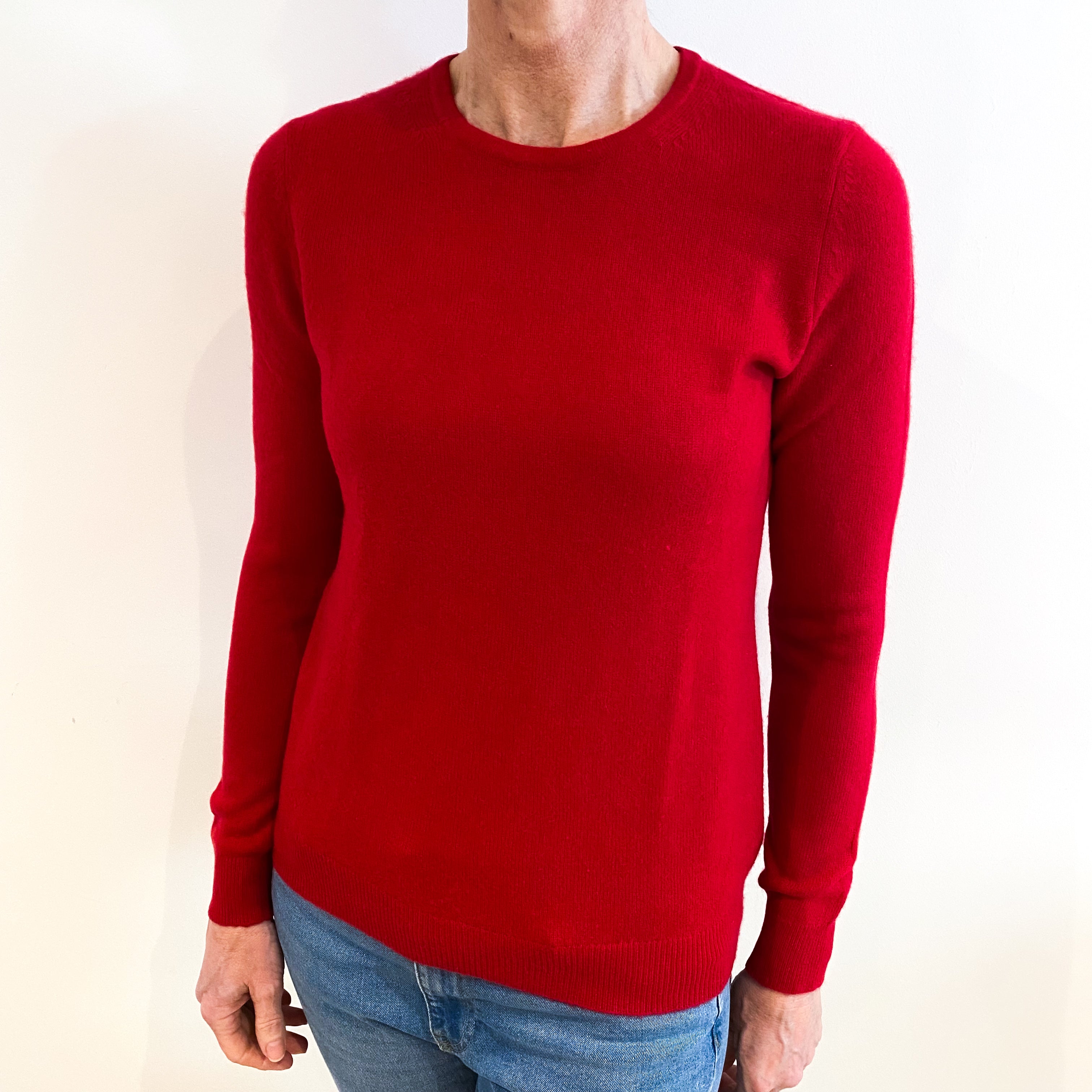 Post Box Red Cashmere Crew Neck Jumper Small