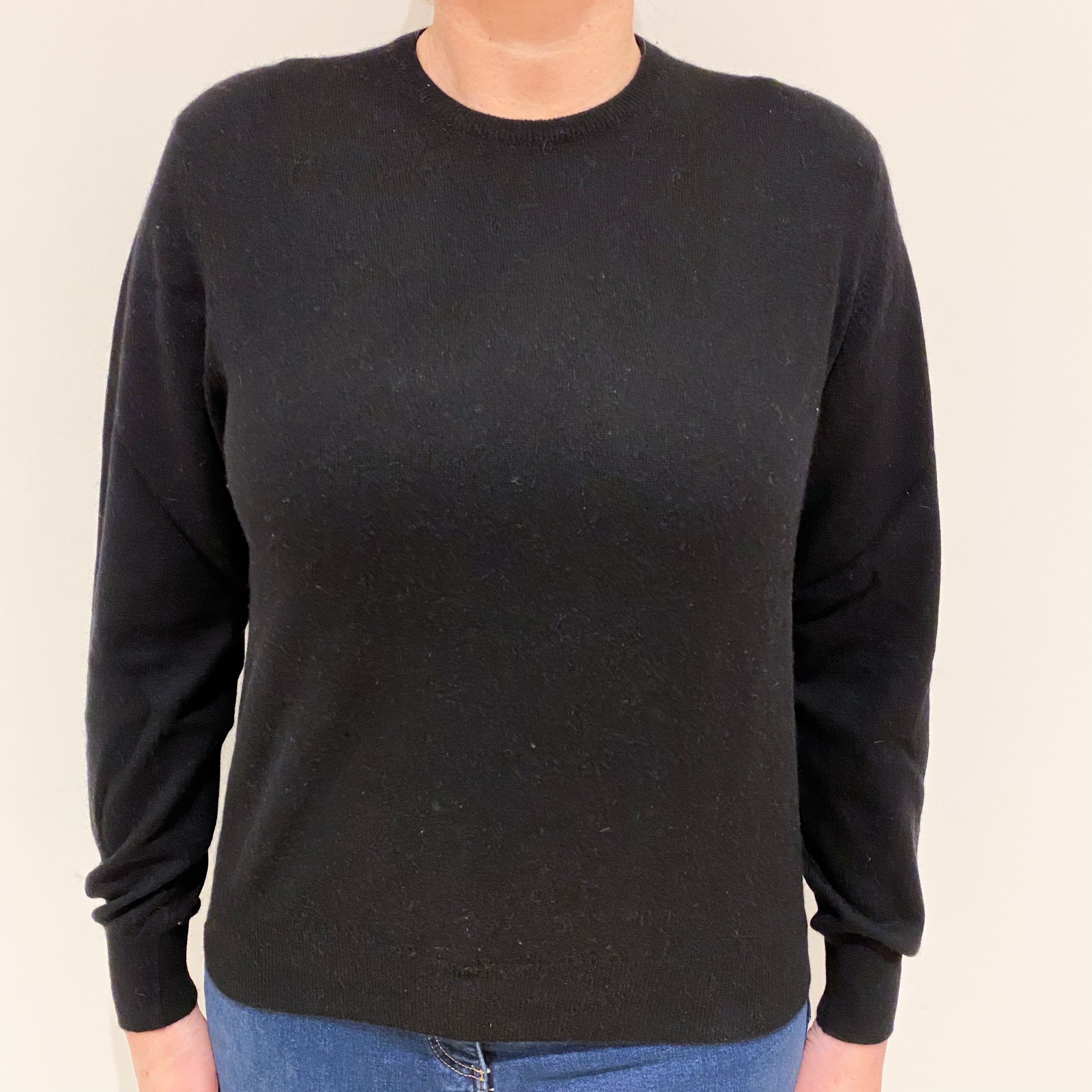 Black Cashmere Crew Neck Jumper Large