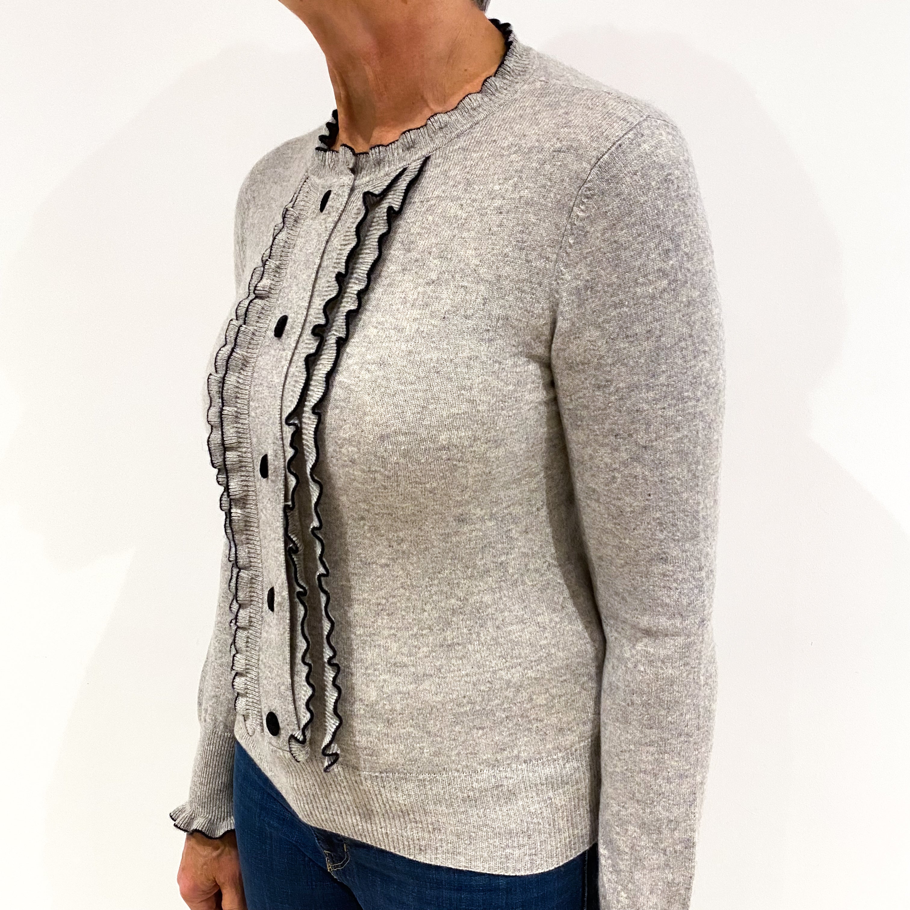 Ash Grey V-Neck Cashmere Cardigan Medium