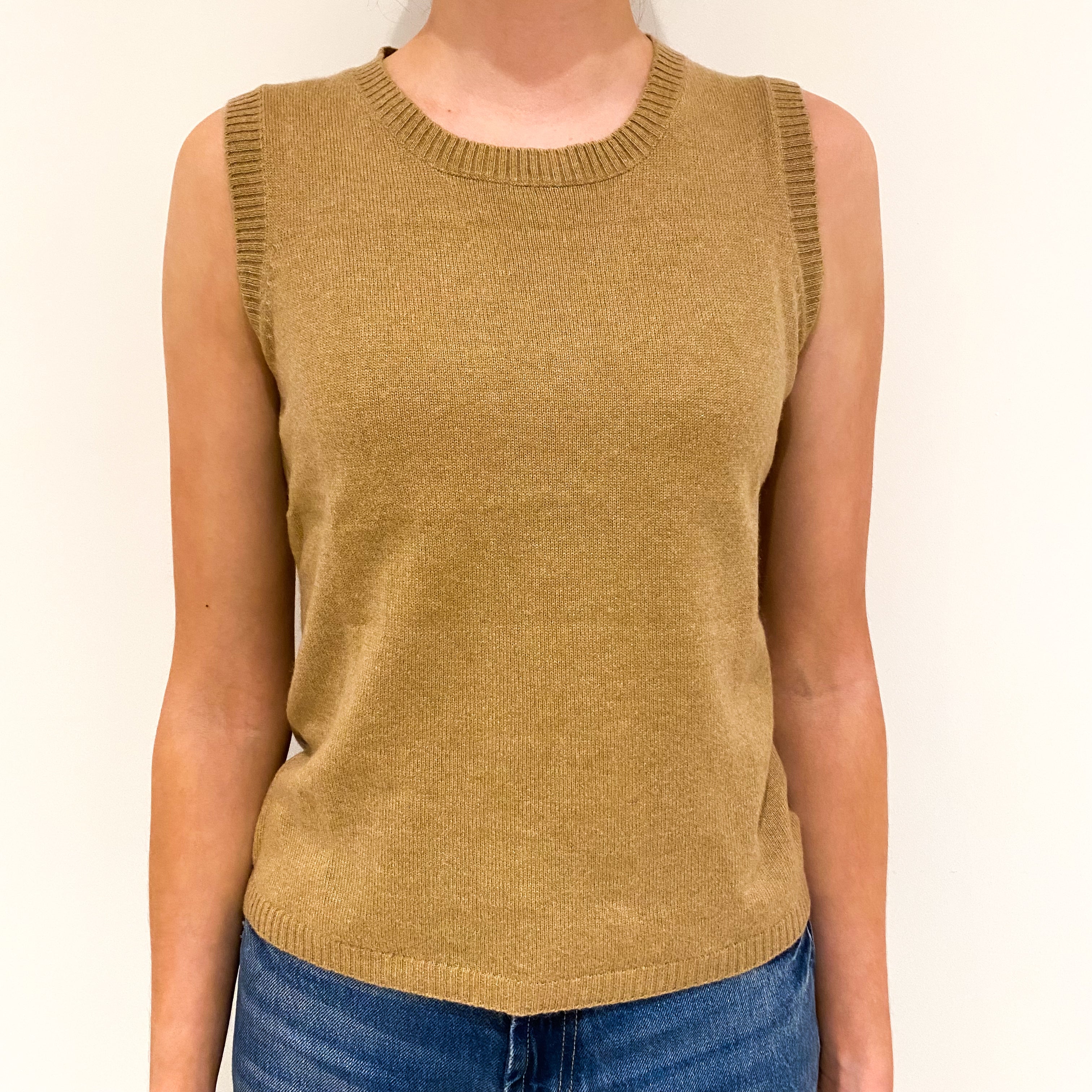 Camel Brown Cashmere Crew Neck Jumper Extra Small