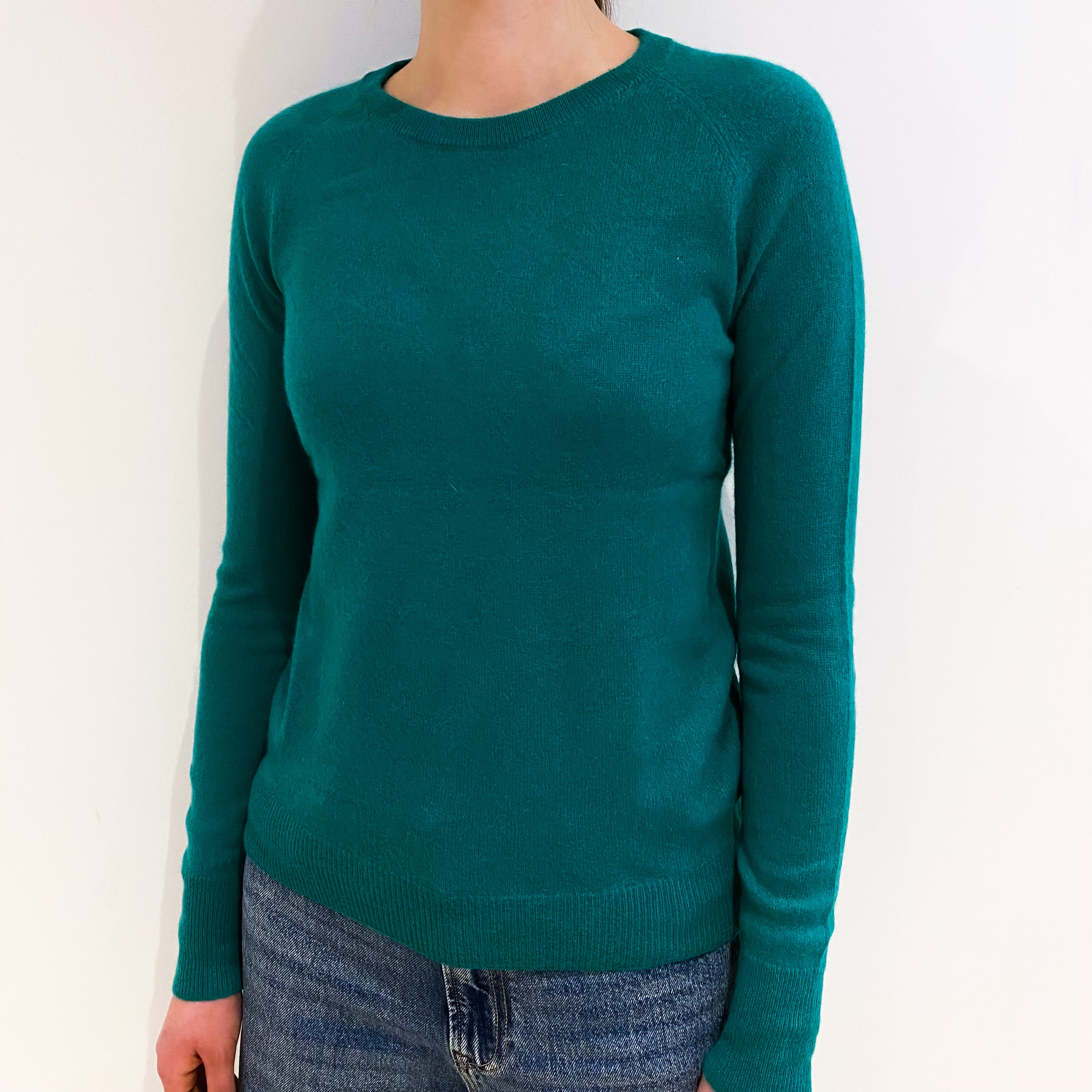 Sage Green Cashmere Crew Neck Jumper Extra Small