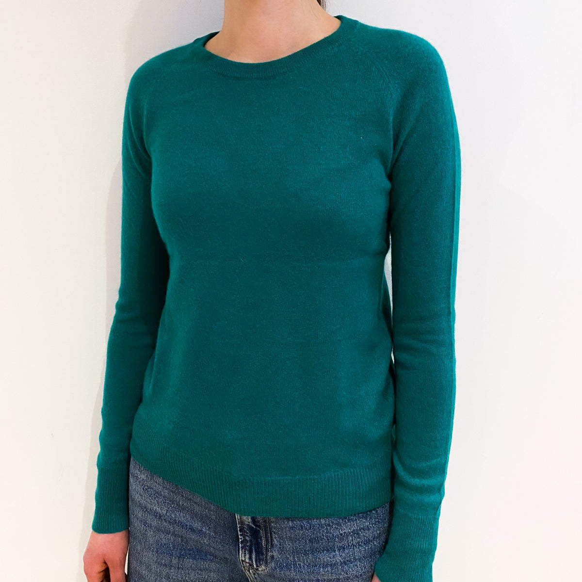 Sage Green Cashmere Crew Neck Jumper Extra Small