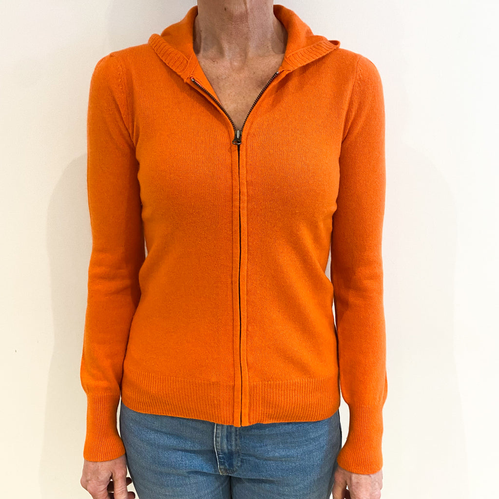 Tangerine Orange Cashmere Zip Up Hoodie Small