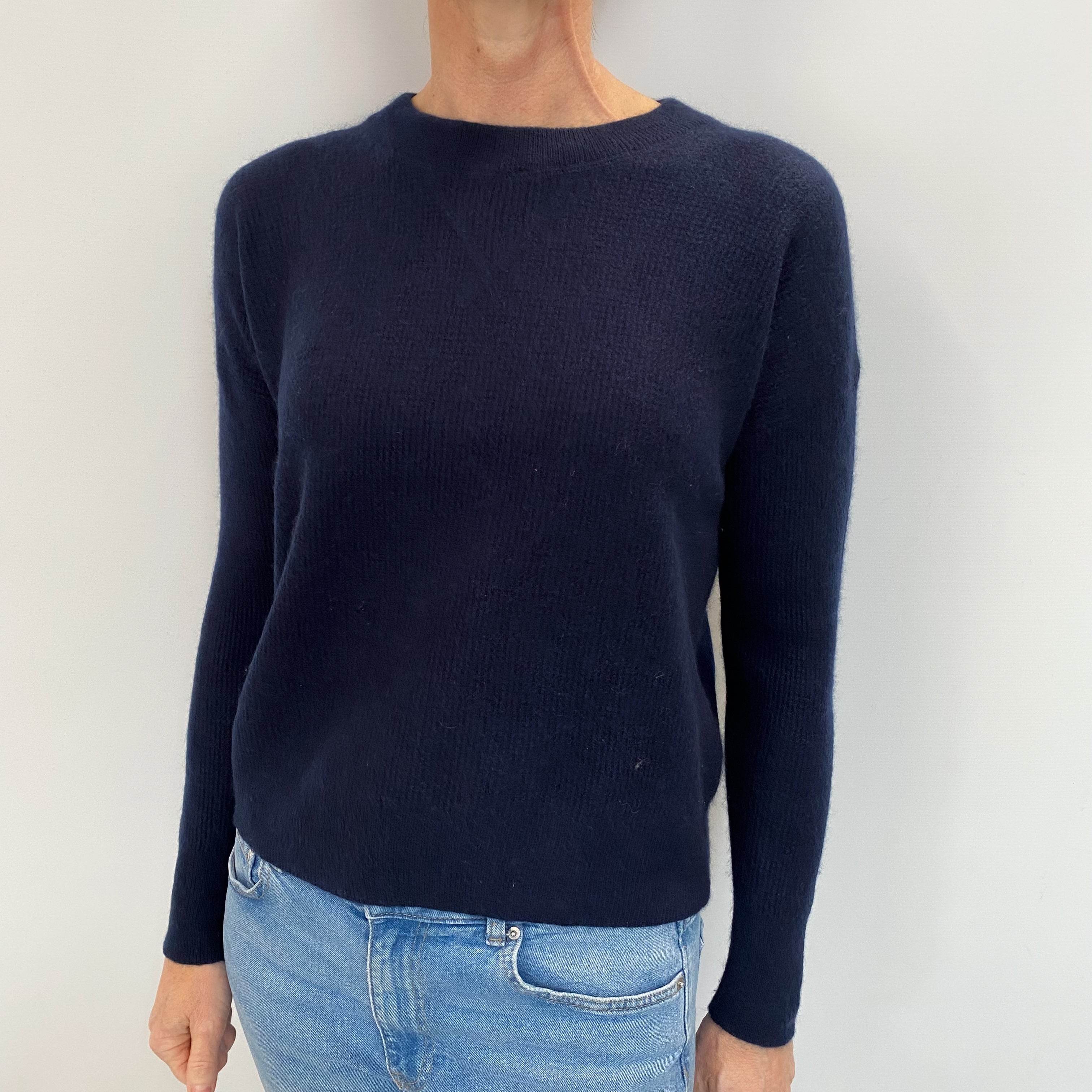 Navy Blue Cashmere Crew Neck Jumper Small