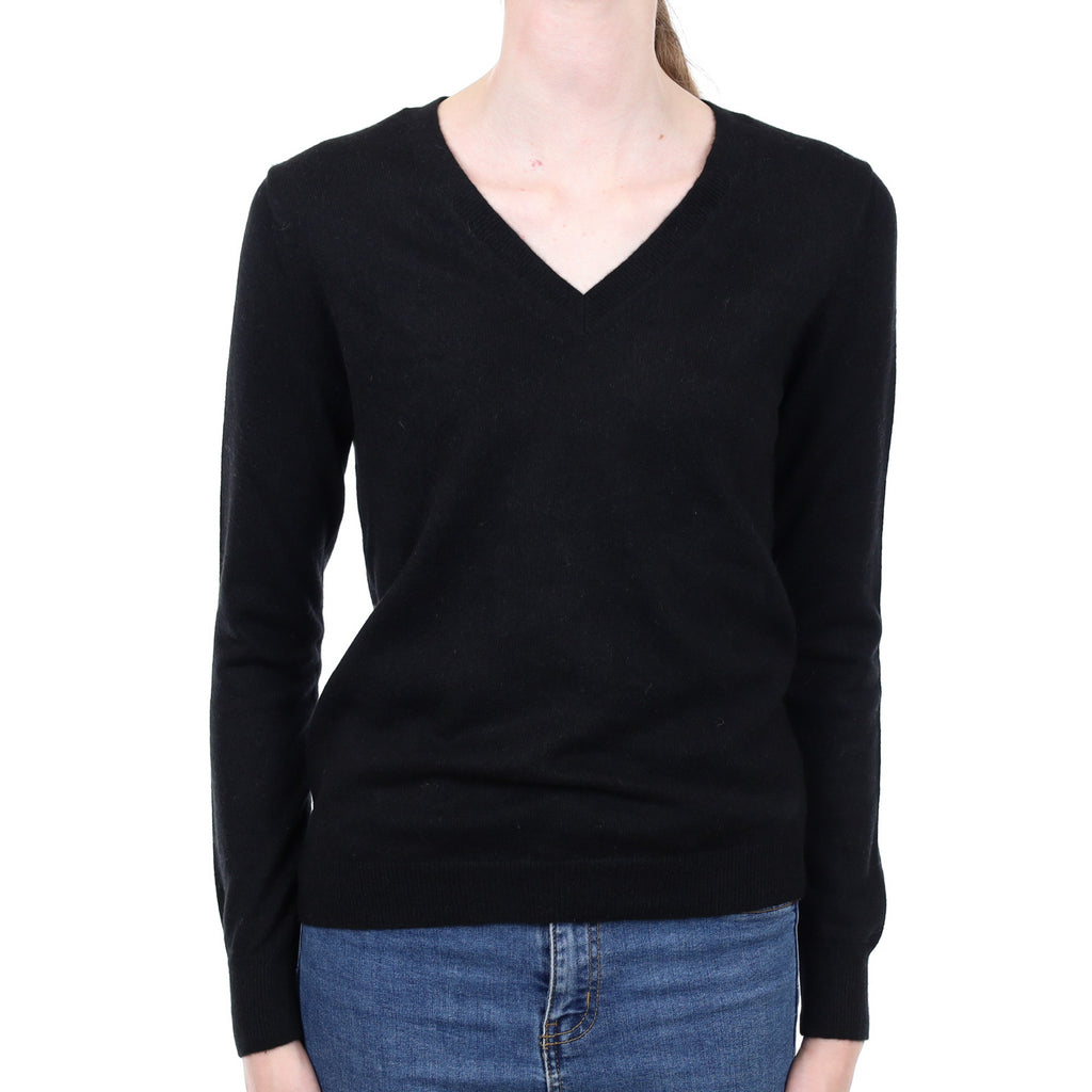 Black Cashmere V Neck Jumper Extra Small