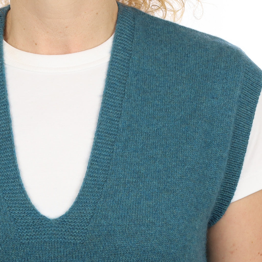 Brand New Ocean Green Luxury Cashmere Tank Top Medium UK 12-14