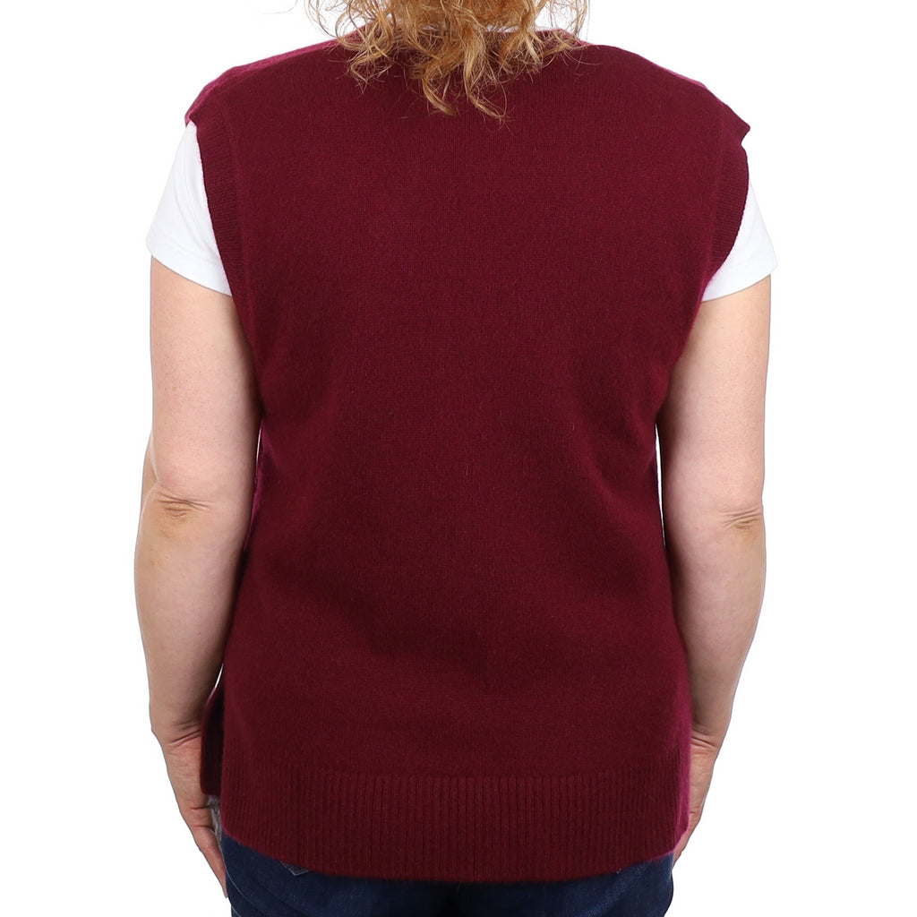 Brand New Rich Wine Luxury Cashmere Tank Top Medium UK 12-14