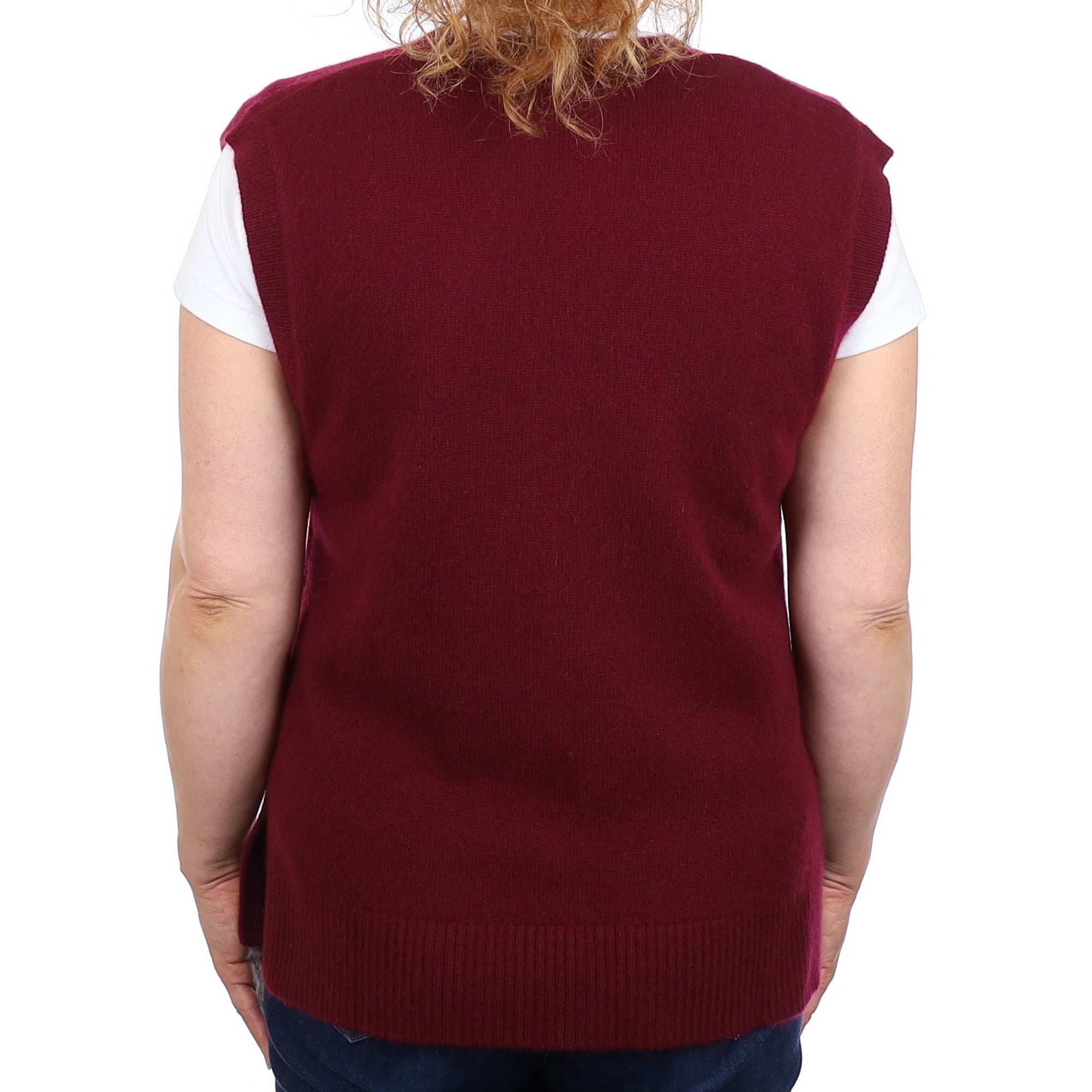 Brand New Rich Wine Luxury Cashmere Tank Top Medium UK 12-14