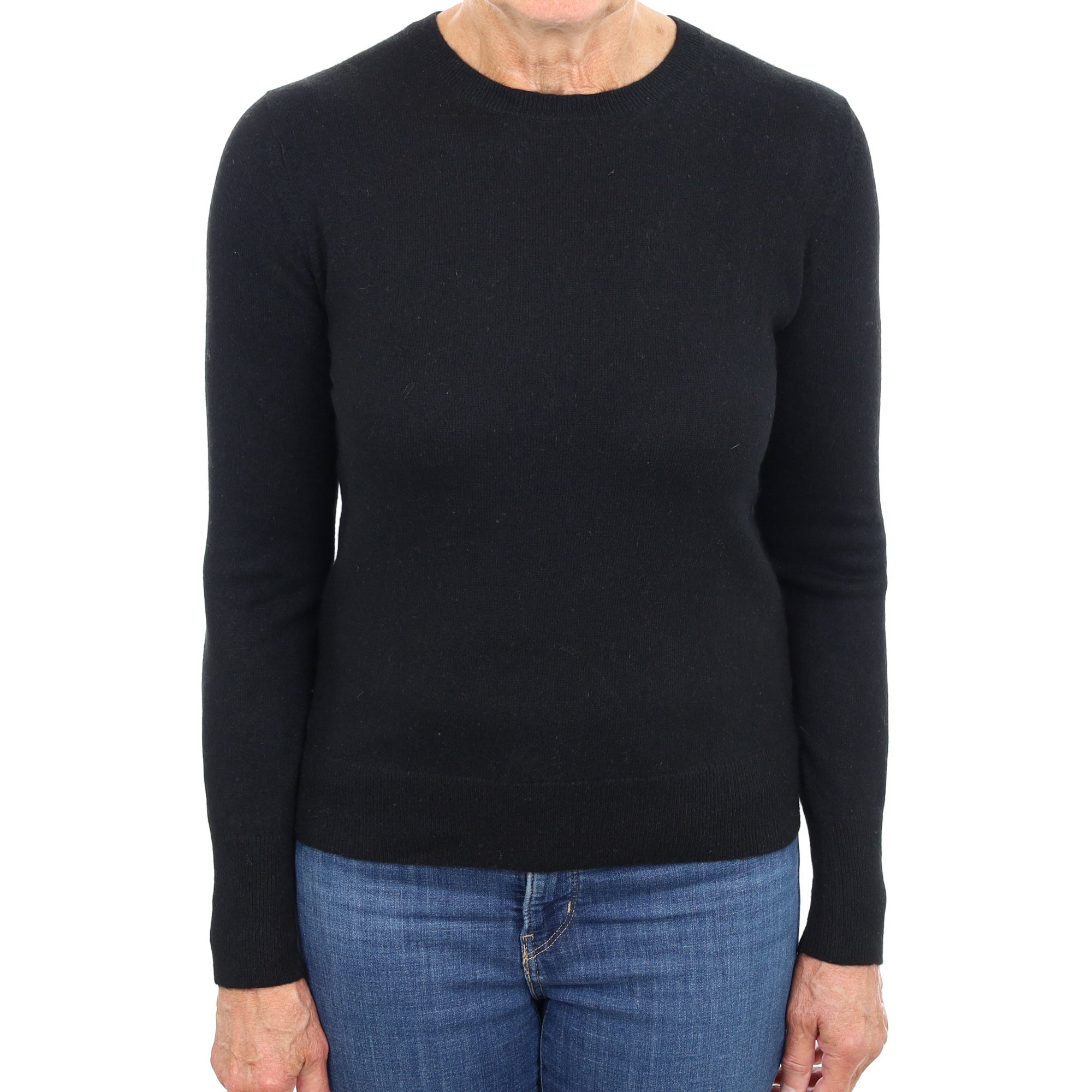 Black Cashmere Crew Neck Jumper Medium