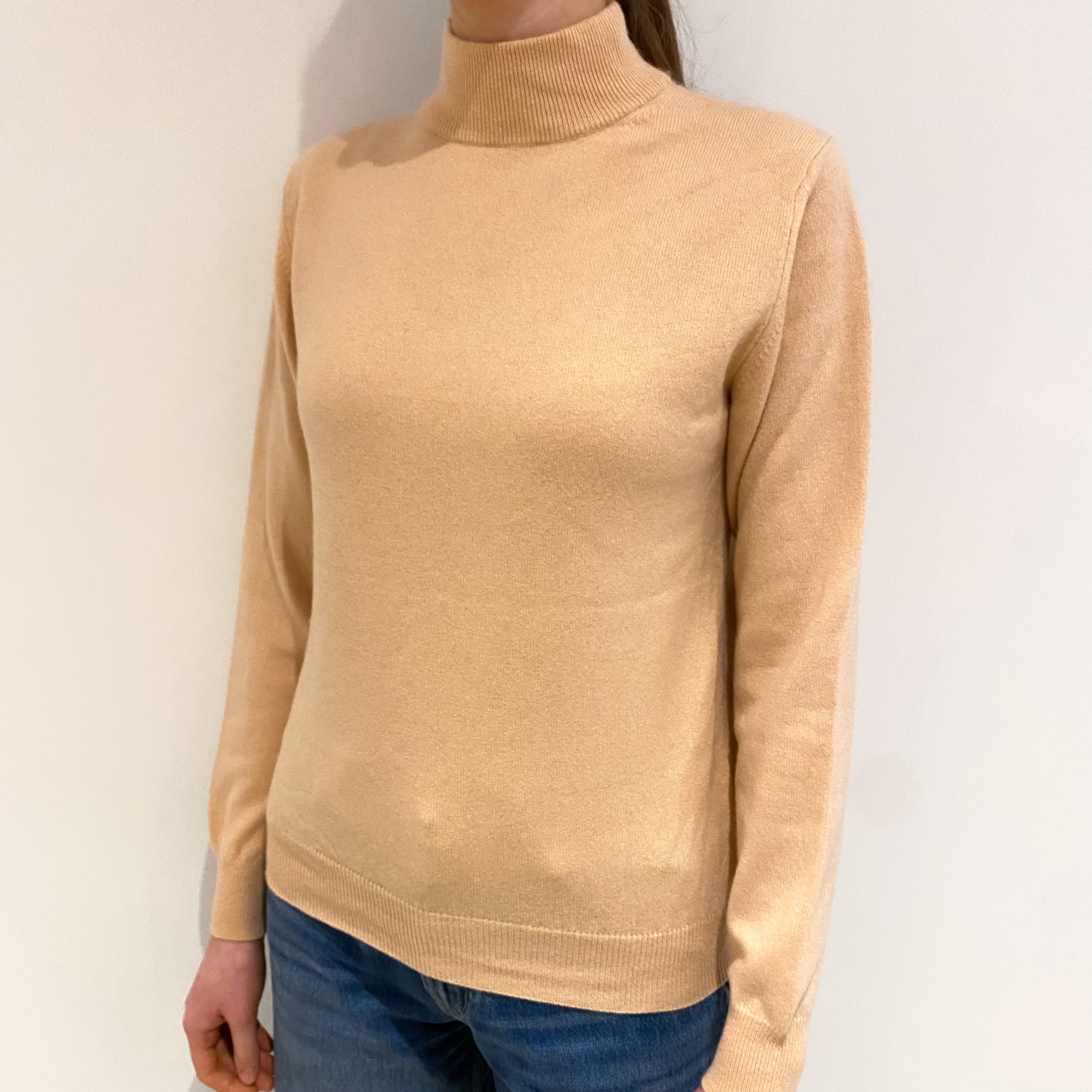 Soft Peach Cashmere Turtle Neck Jumper Extra Small