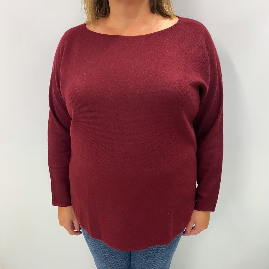 Wine Red Cashmere Slash Neck Jumper Extra Large