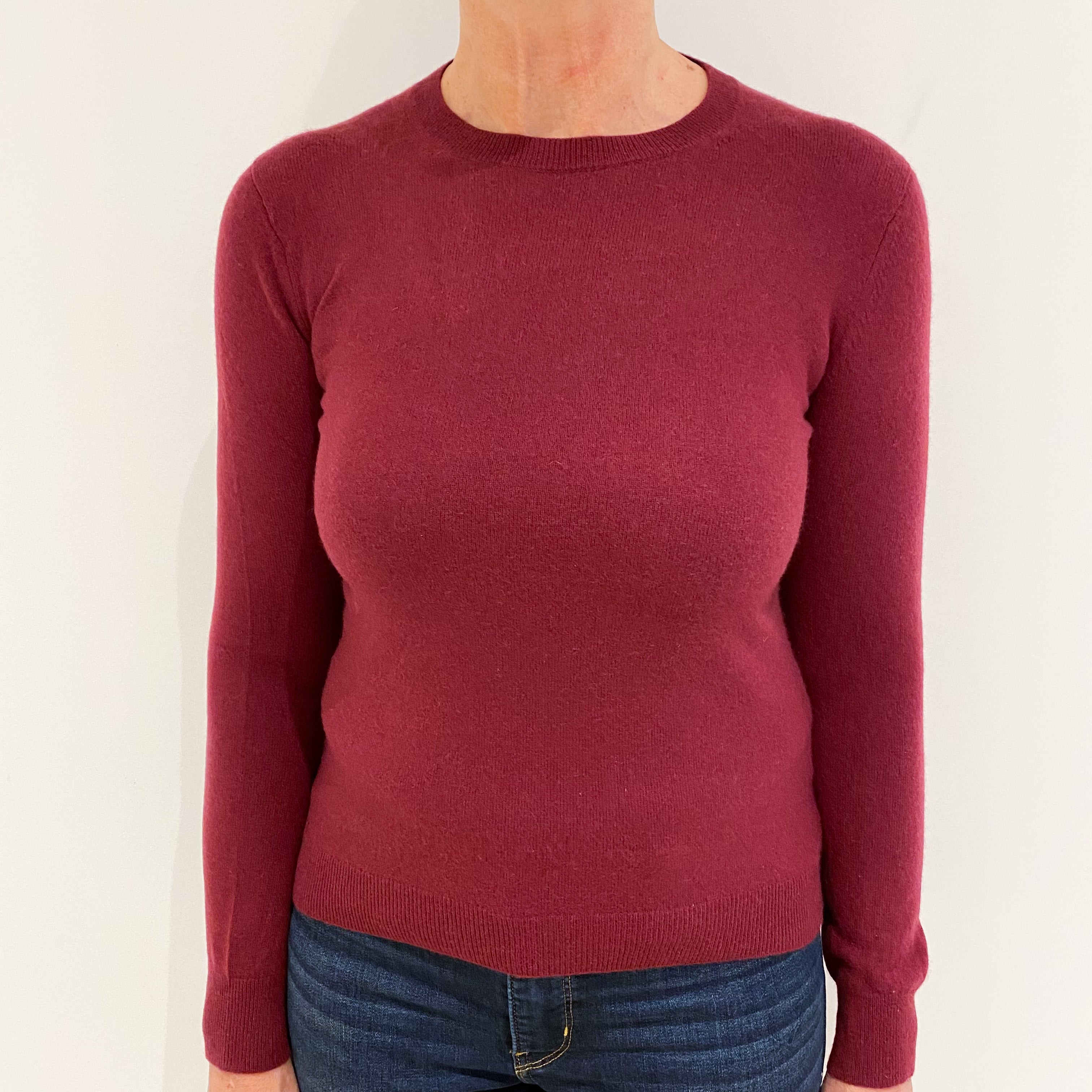 Brick Red Cashmere Crew Neck Jumper Medium