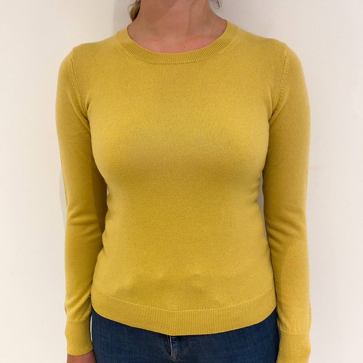 Mustard Yellow Cashmere Crew Neck Jumper Small