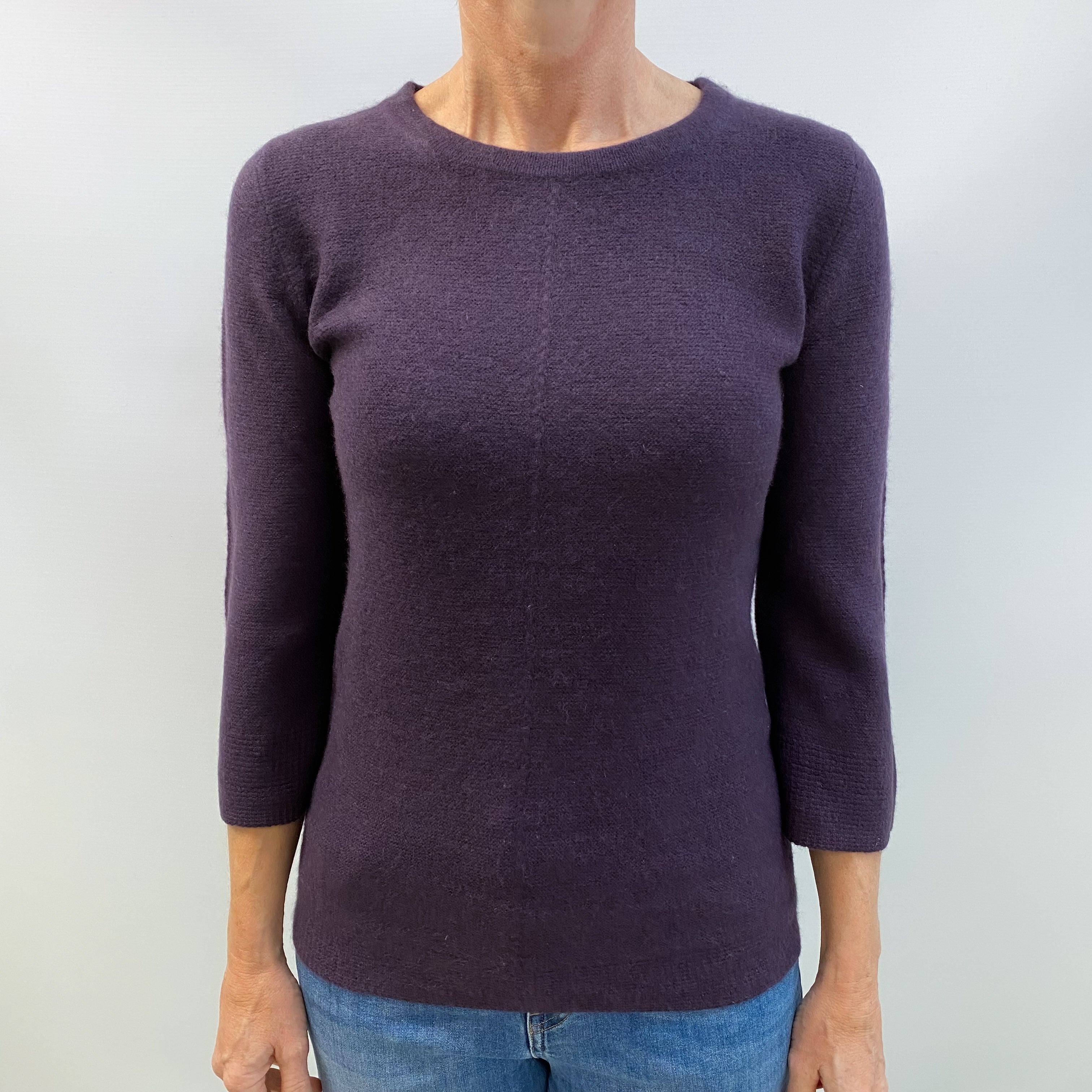 Grape Purple Cashmere Crew Neck Jumper Small