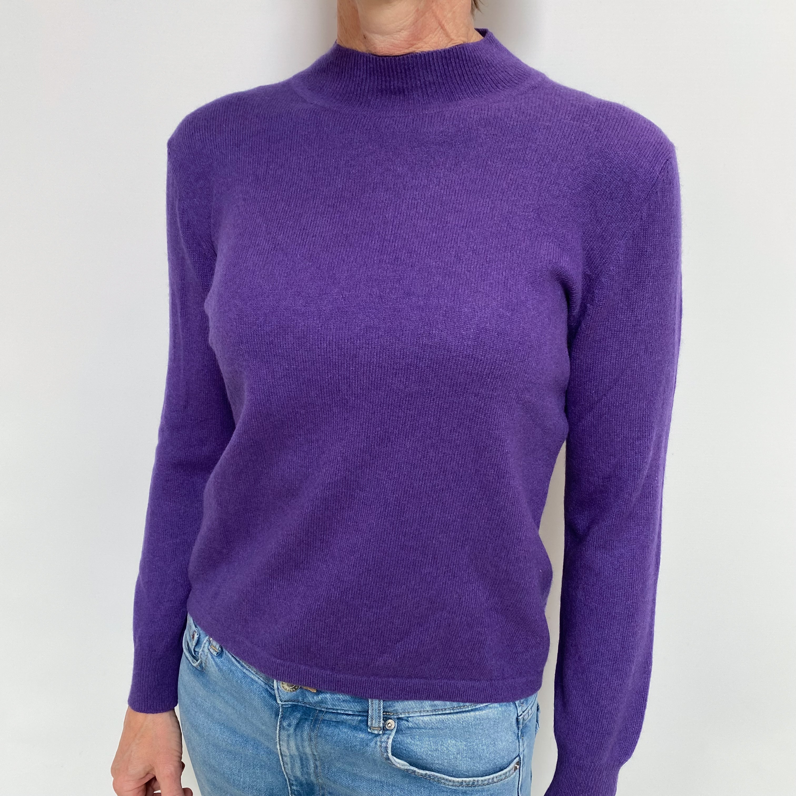 Pansy Purple Cashmere Turtle Neck Jumper Small