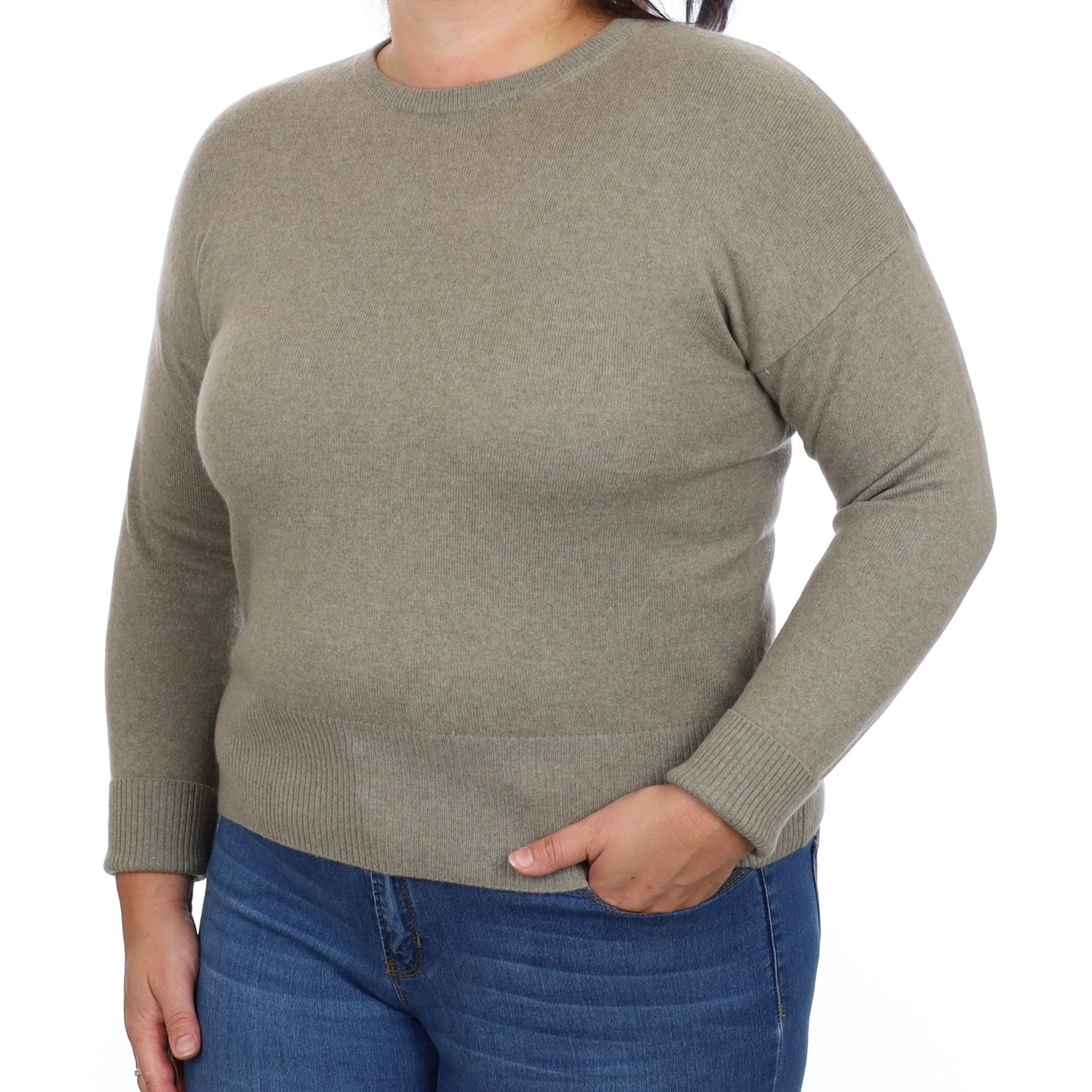 Moss Green Cashmere Crew Neck Jumper Large