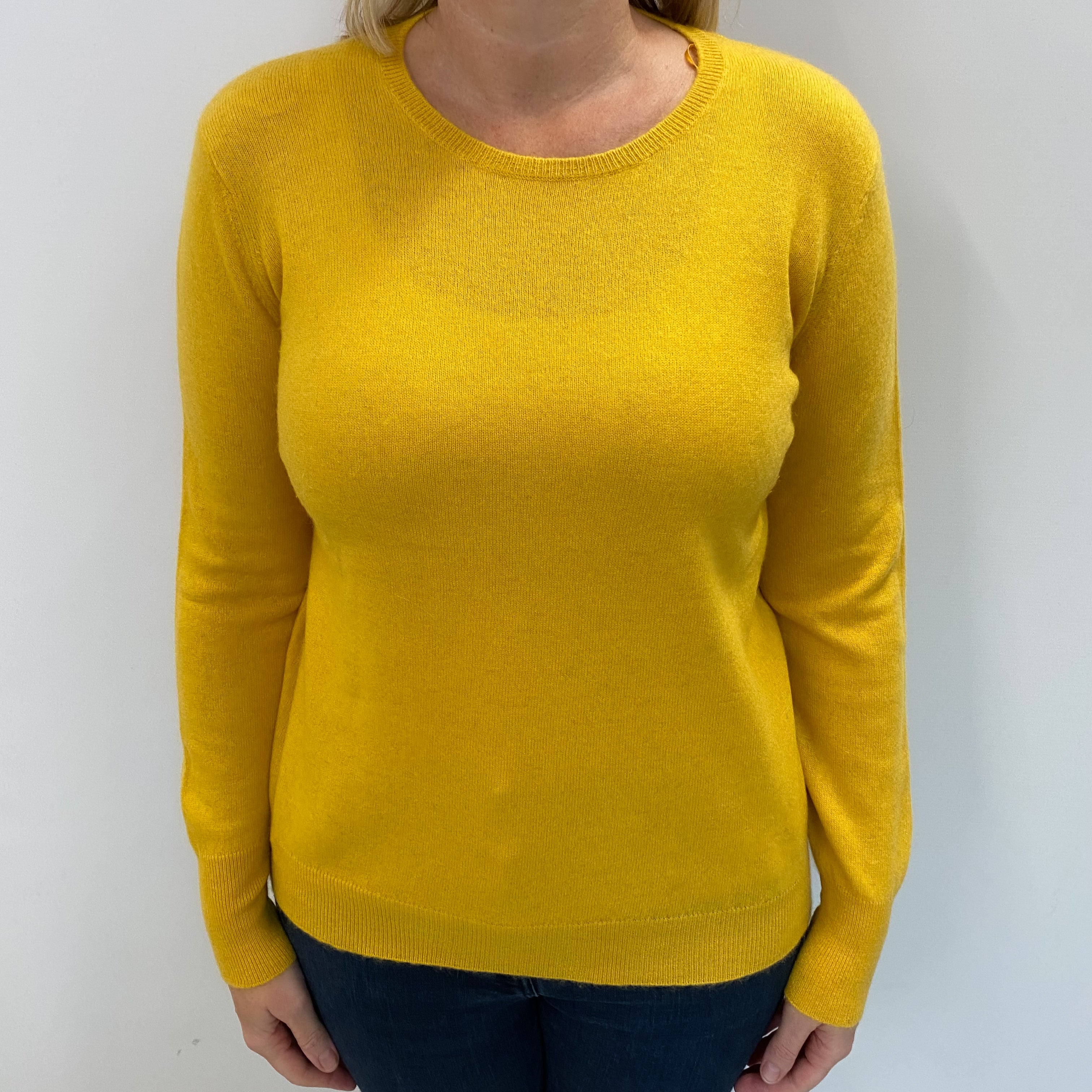 Sunflower Yellow Cashmere Crew Neck Jumper Large